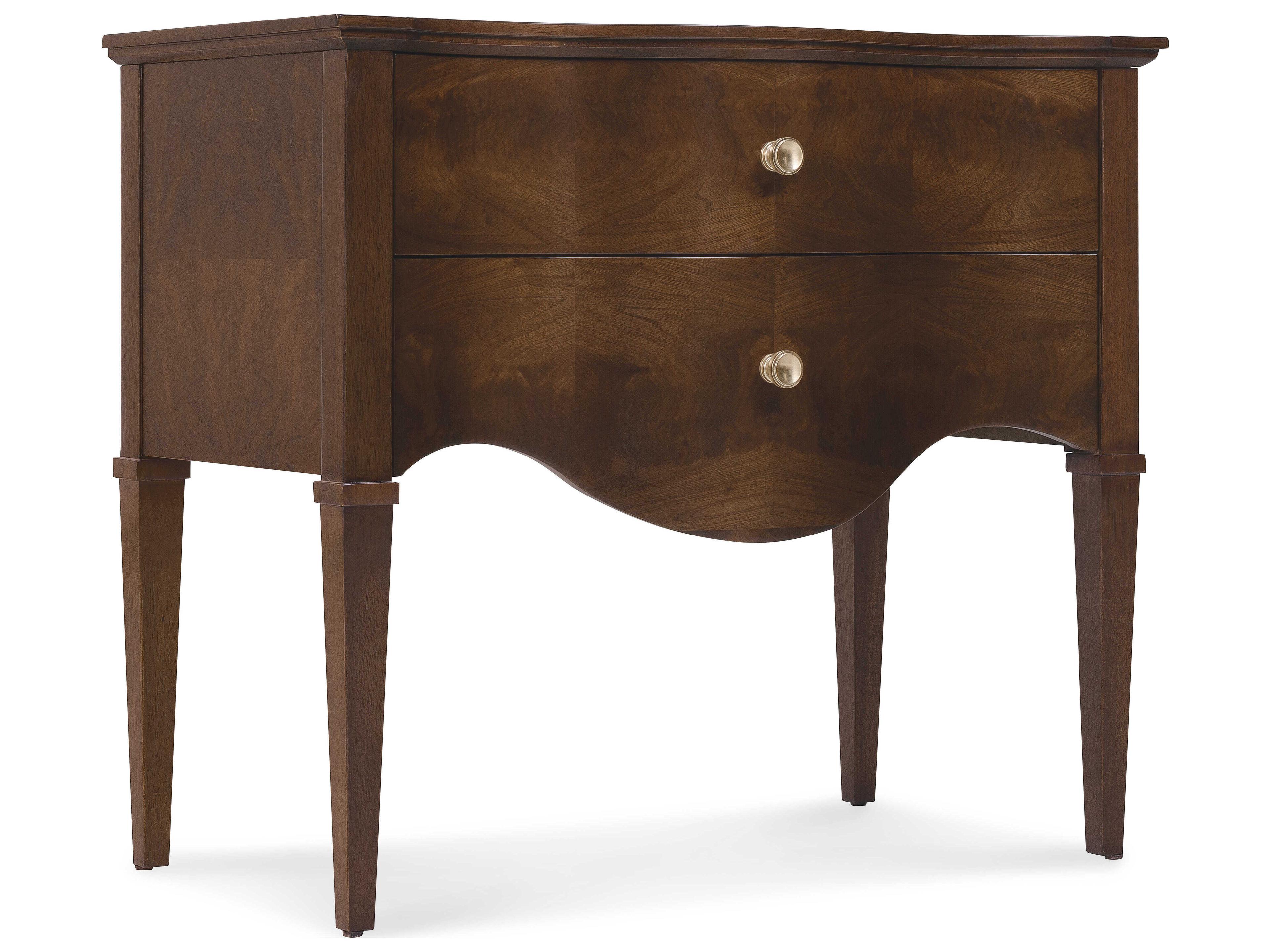 Hooker Furniture Archives 2-Drawers Brown Oak Wood Nightstand