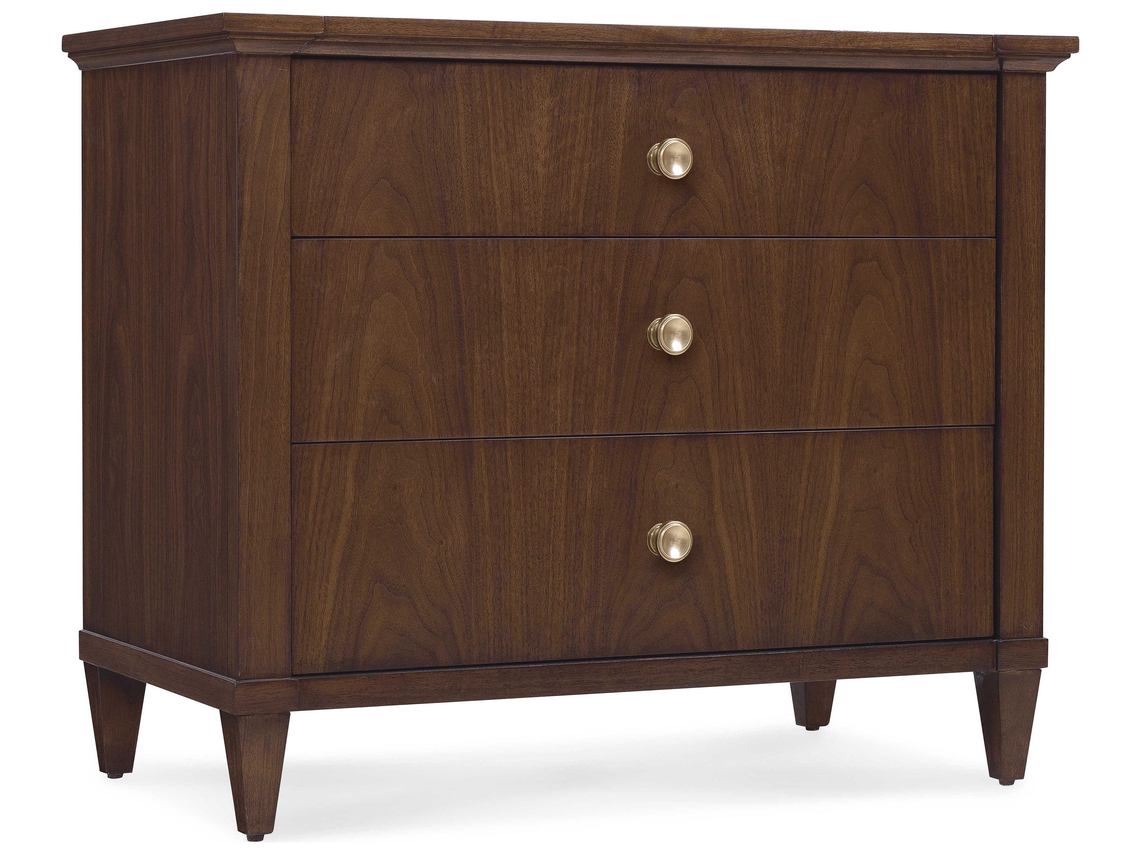 Hooker Furniture Archives 3-Drawers Brown Oak Wood Nightstand