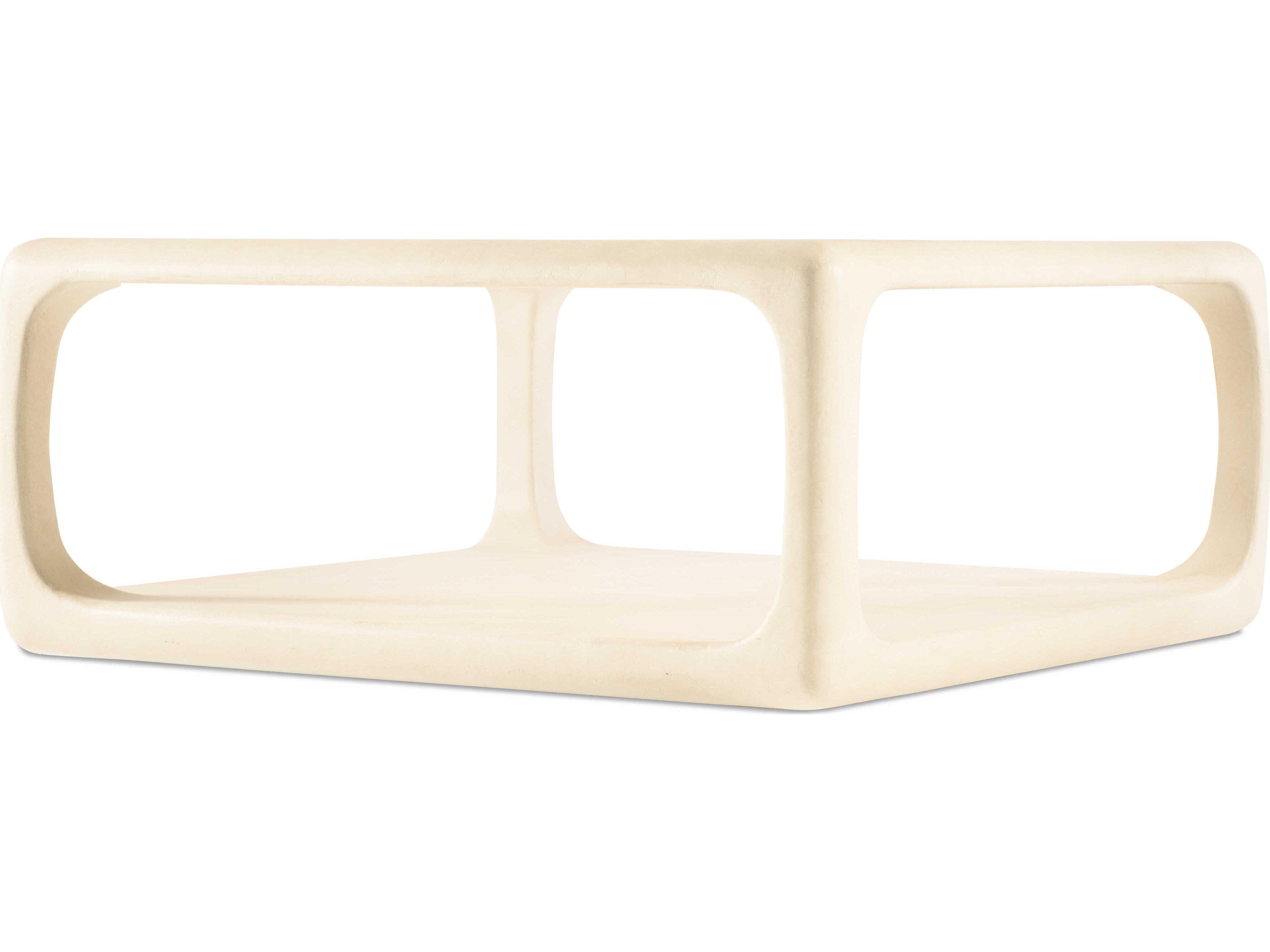 Hooker Furniture Westwood Square Wood Textured Alabaster Plaster White Coffee Table