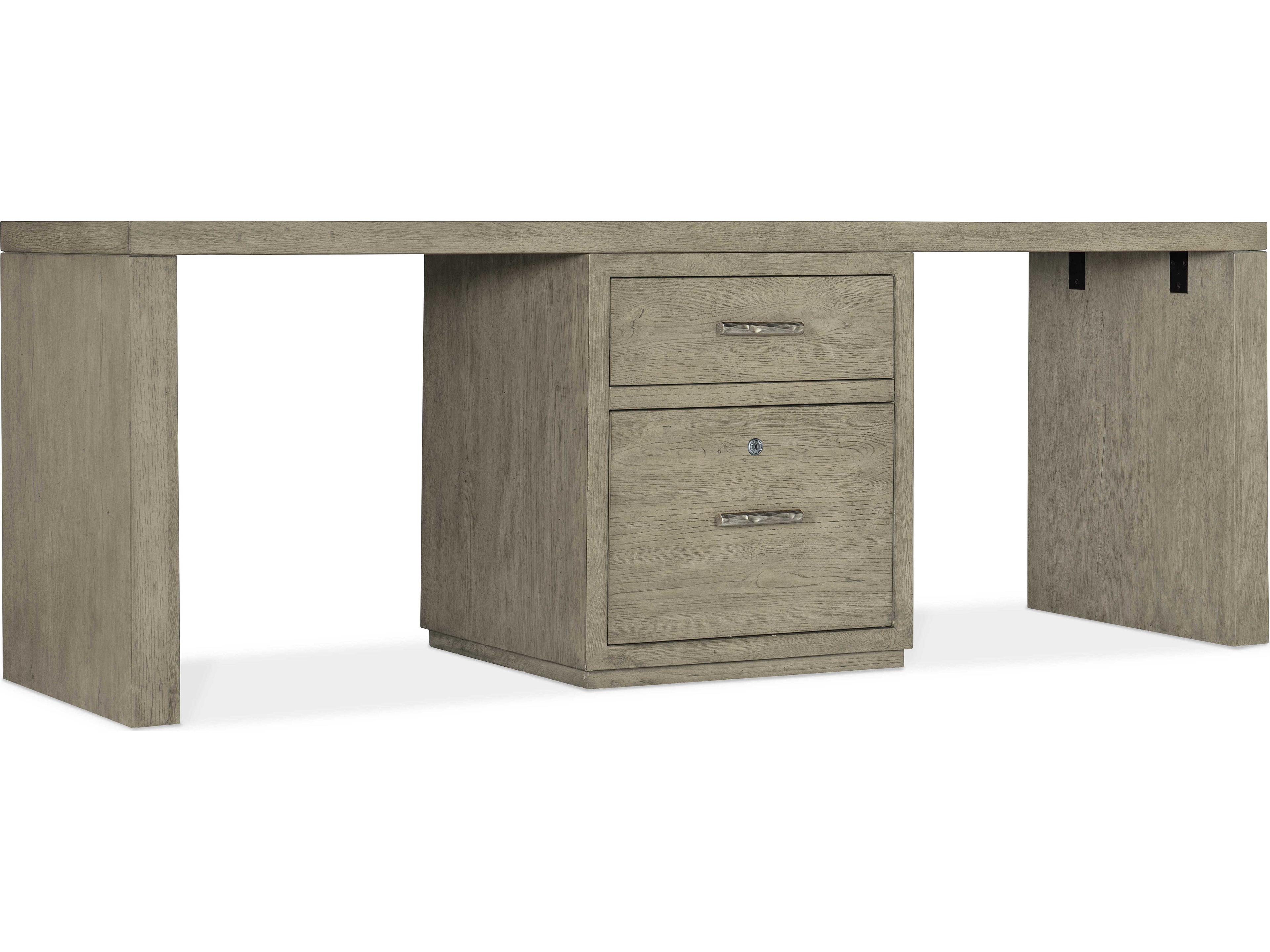 Hooker Furniture Linville Falls Wood Gray Oak Secretary Desk with One Centered File