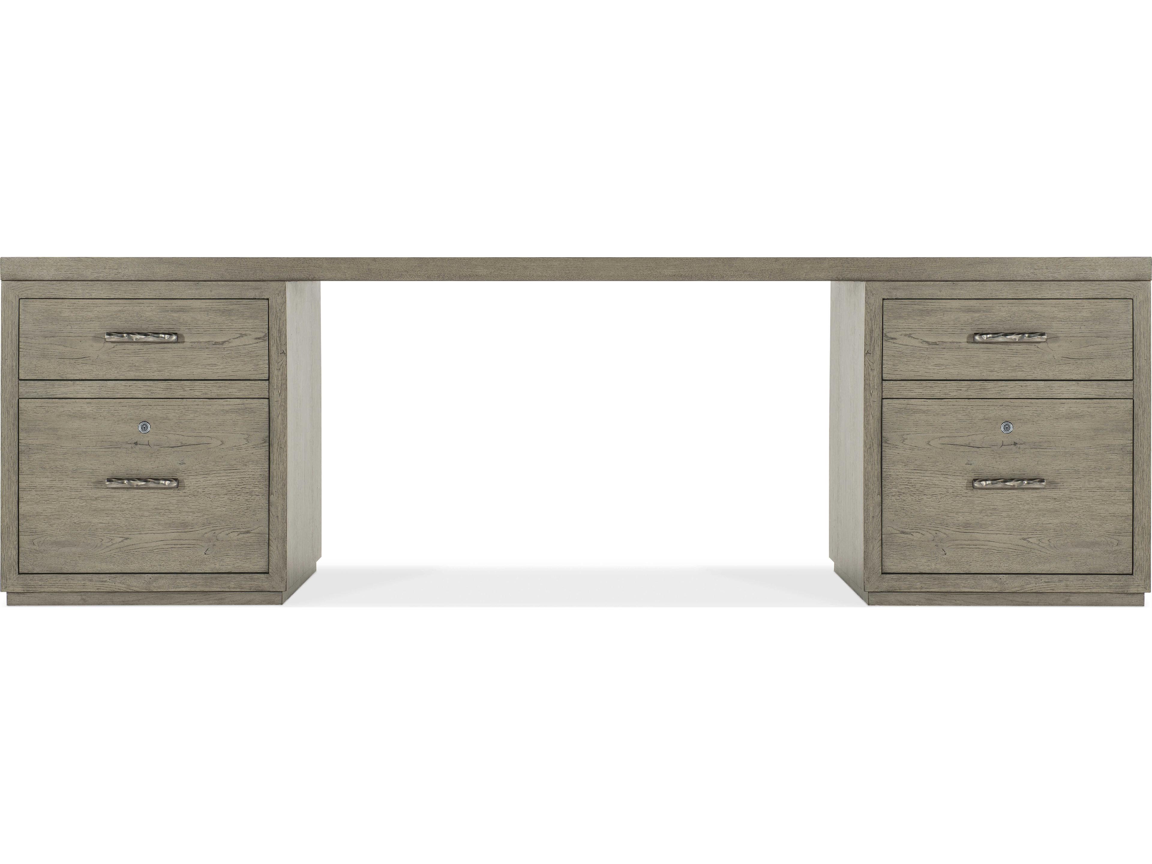 Hooker Furniture Linville Falls Wood Gray Oak Secretary Desk with Two Files