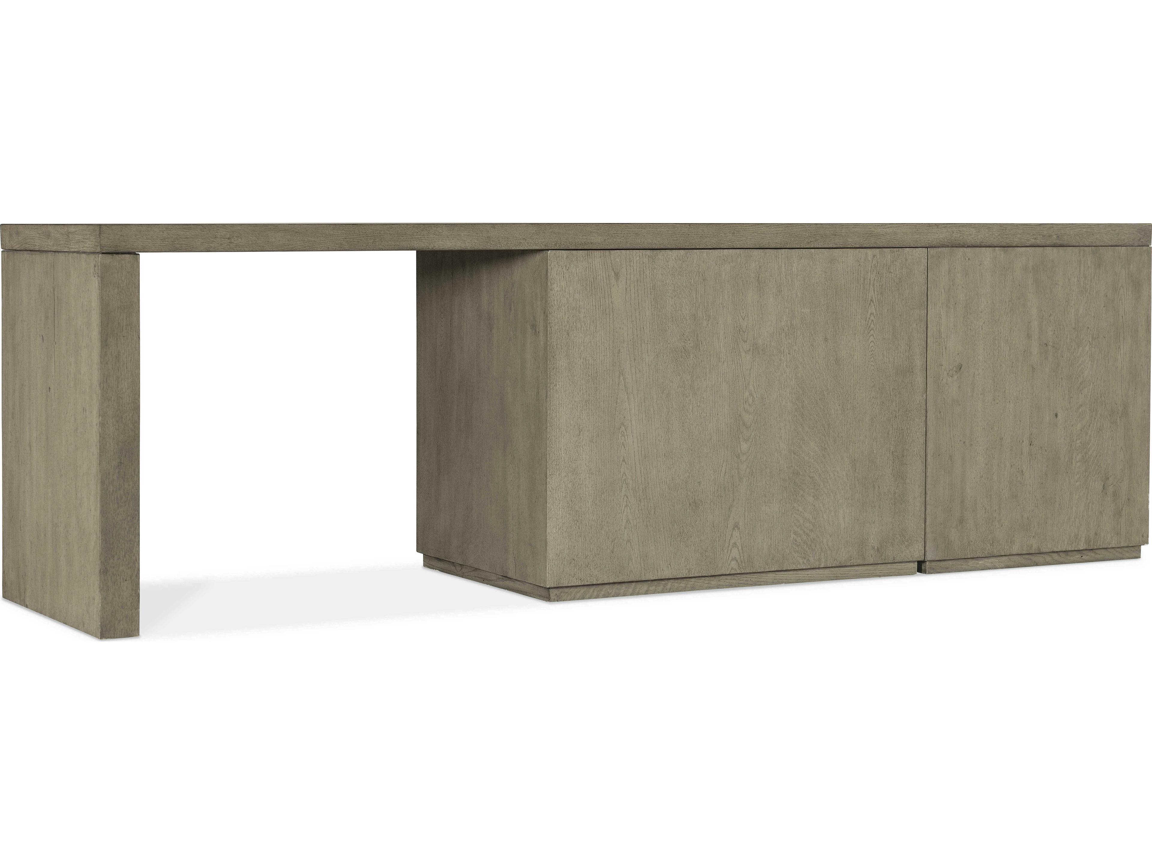 Hooker Furniture Linville Falls Wood Gray Oak Credenza Desk with File and Lateral