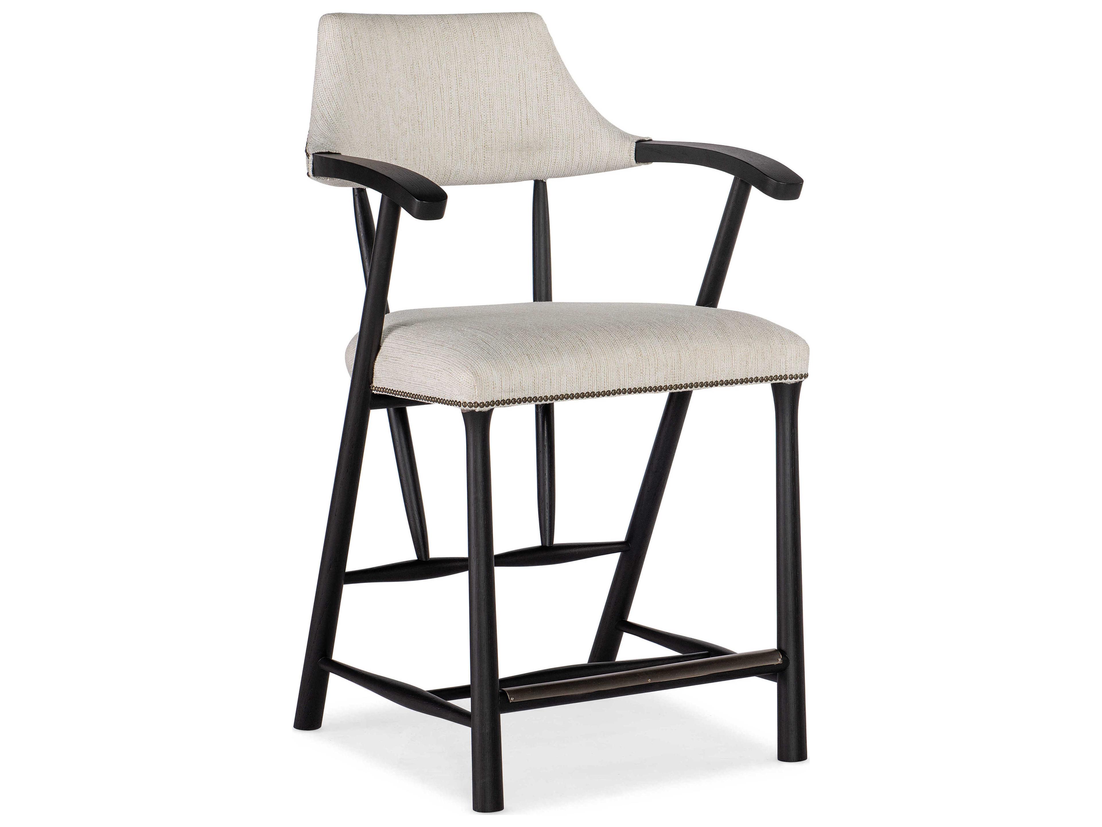 Hooker Furniture Linville Falls Upholstered Solid Wood Remington Porcelain Black Counter Stool