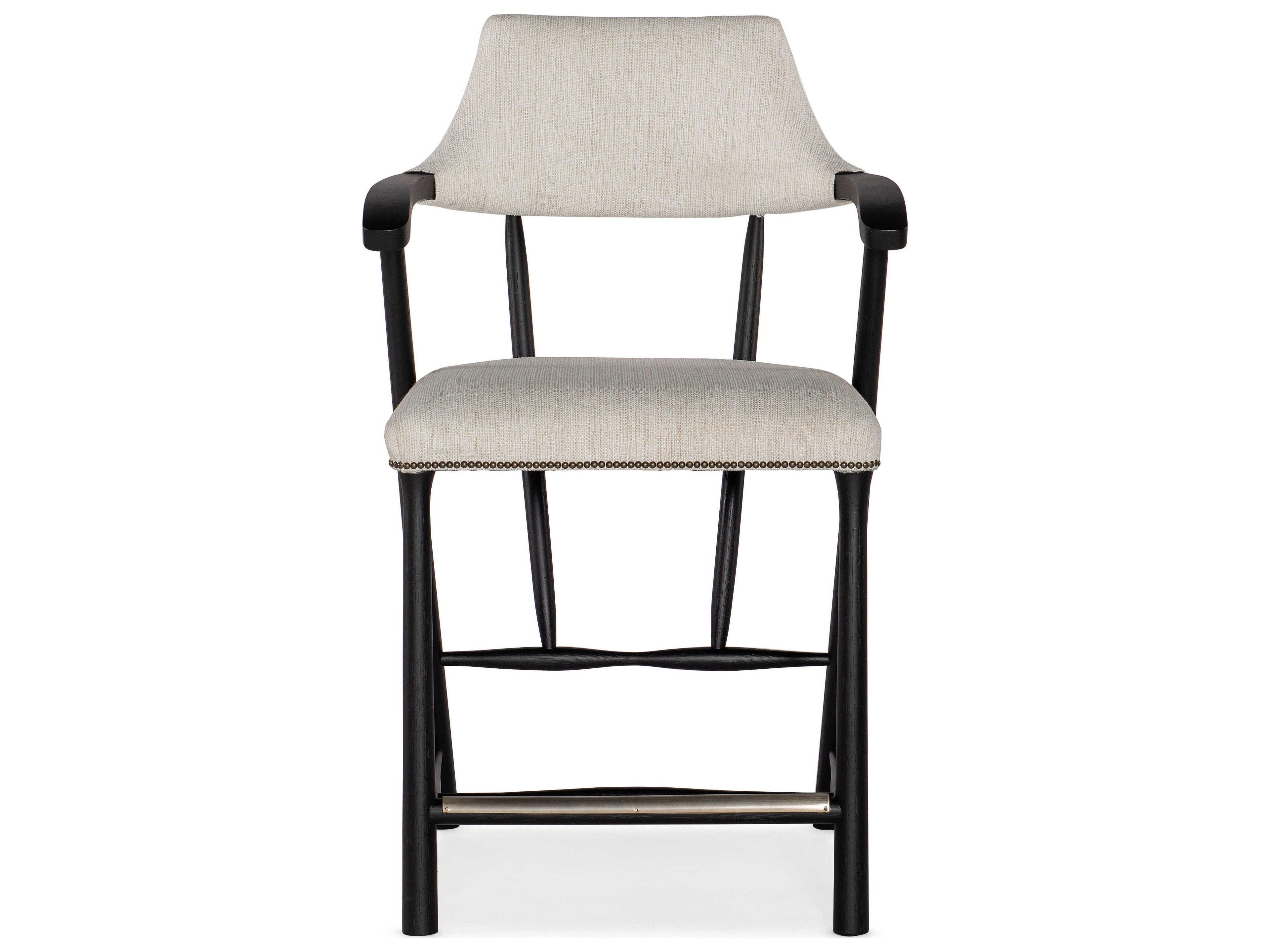Hooker Furniture Linville Falls Upholstered Solid Wood Remington Porcelain Black Counter Stool