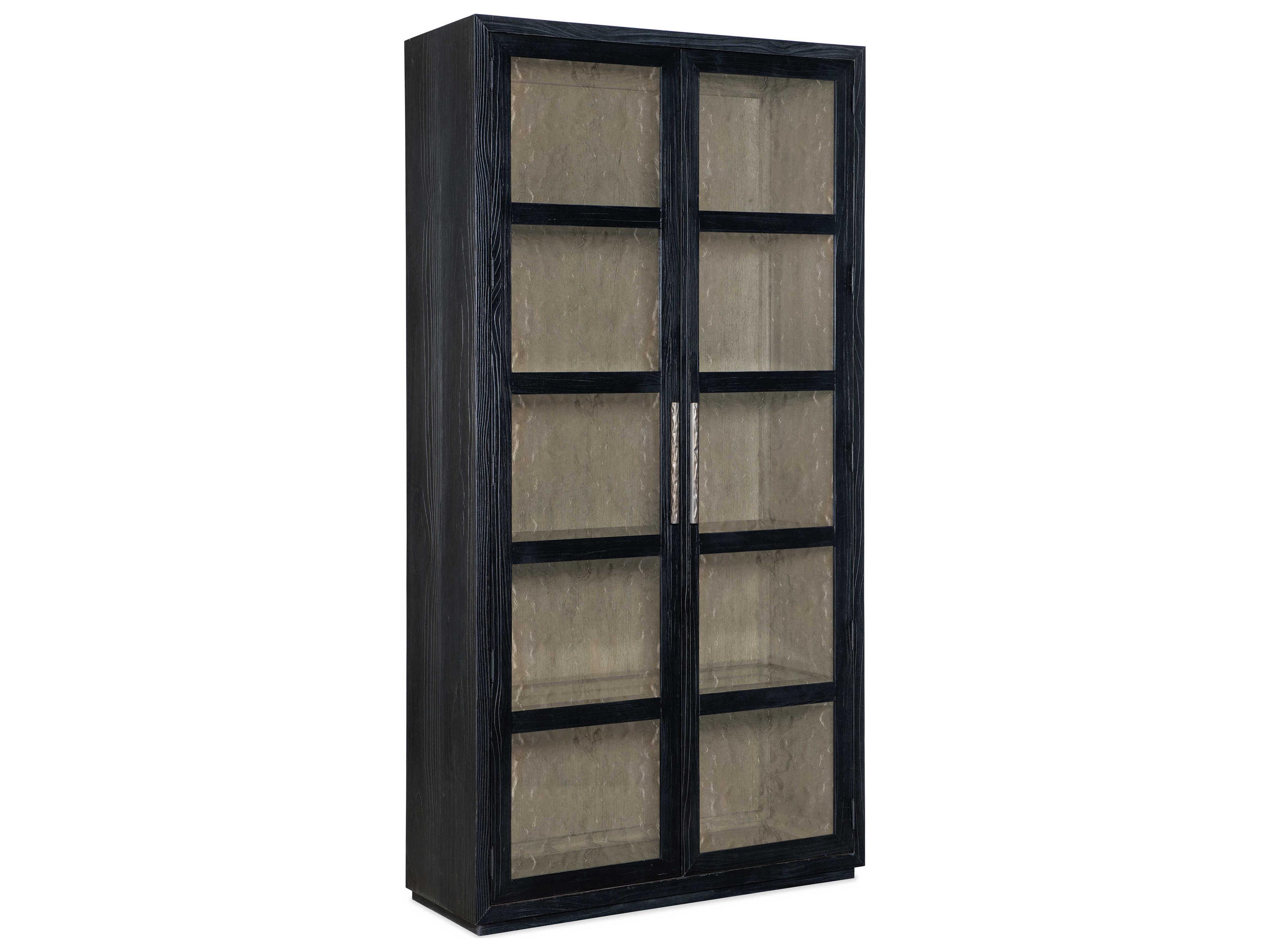 Hooker Furniture Linville Falls Shou Sugi Ban Pine Wood Black Curio Display Cabinet