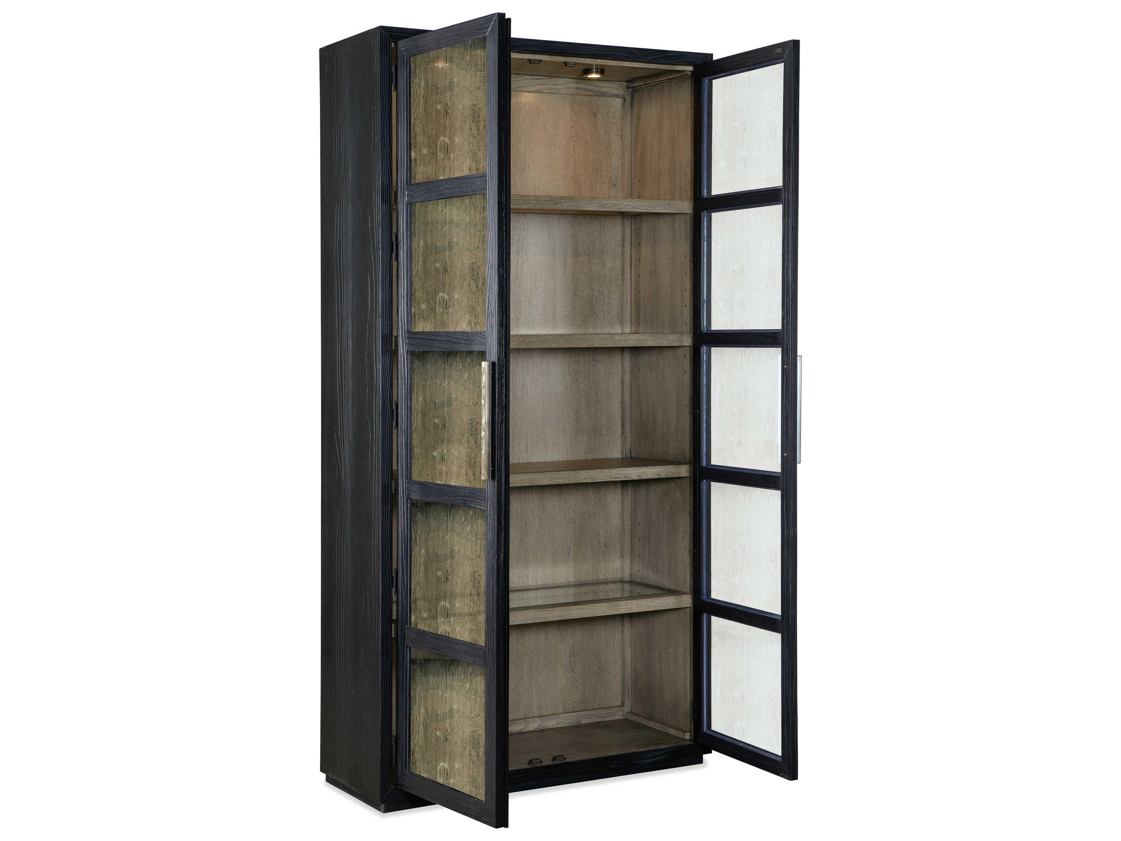 Hooker Furniture Linville Falls Shou Sugi Ban Pine Wood Black Curio Display Cabinet