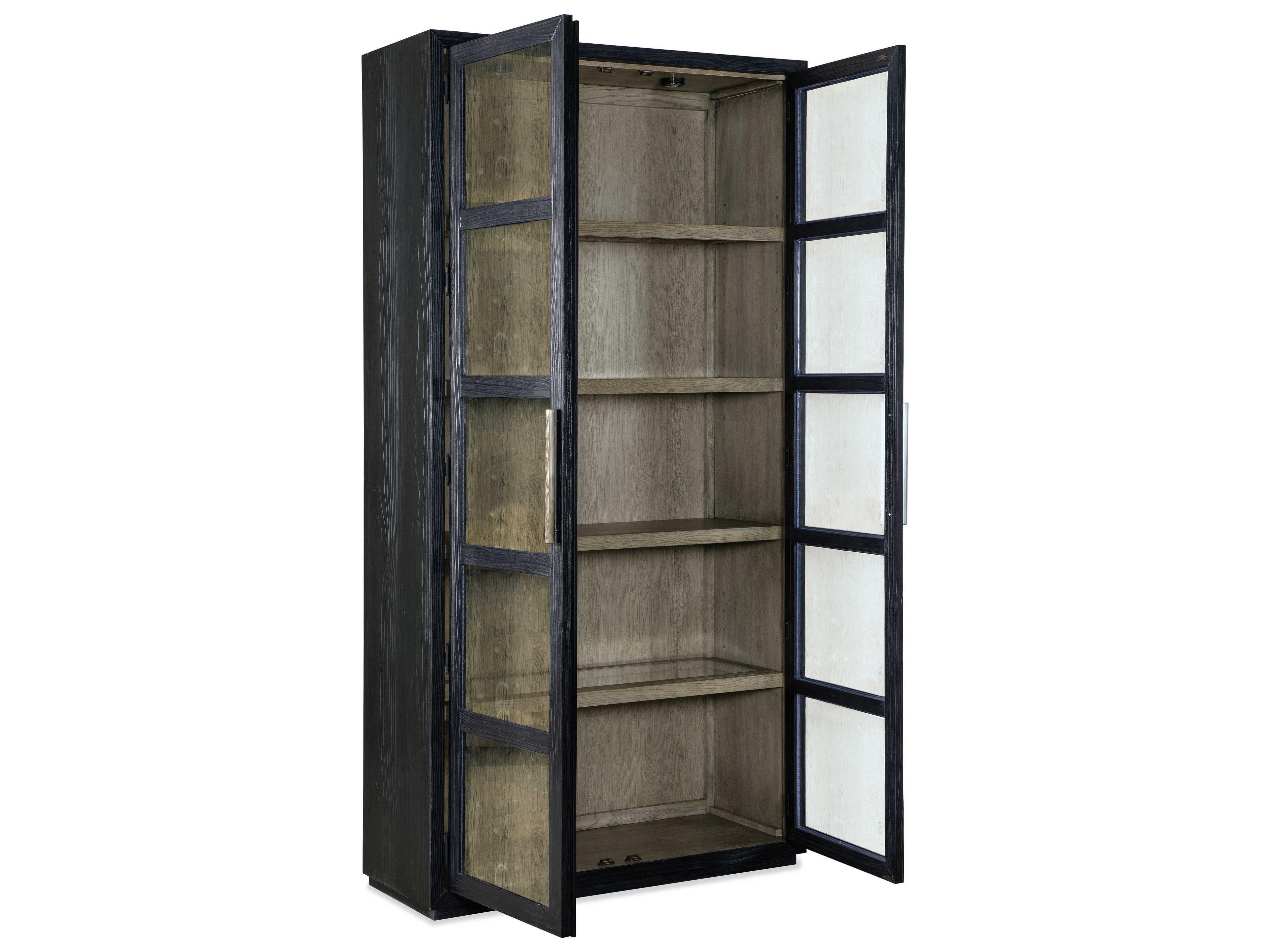 Hooker Furniture Linville Falls Shou Sugi Ban Pine Wood Black Curio Display Cabinet