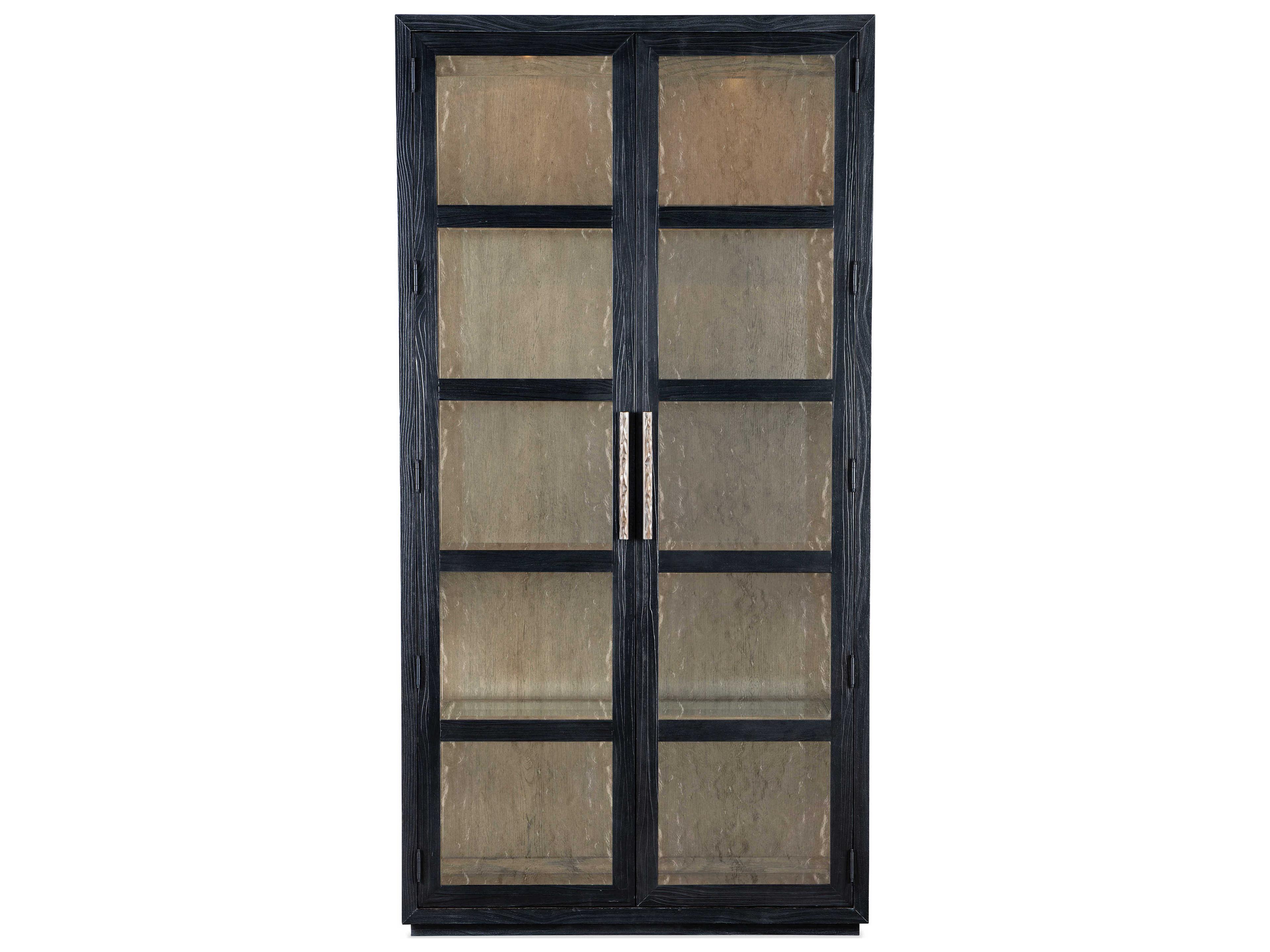 Hooker Furniture Linville Falls Shou Sugi Ban Pine Wood Black Curio Display Cabinet