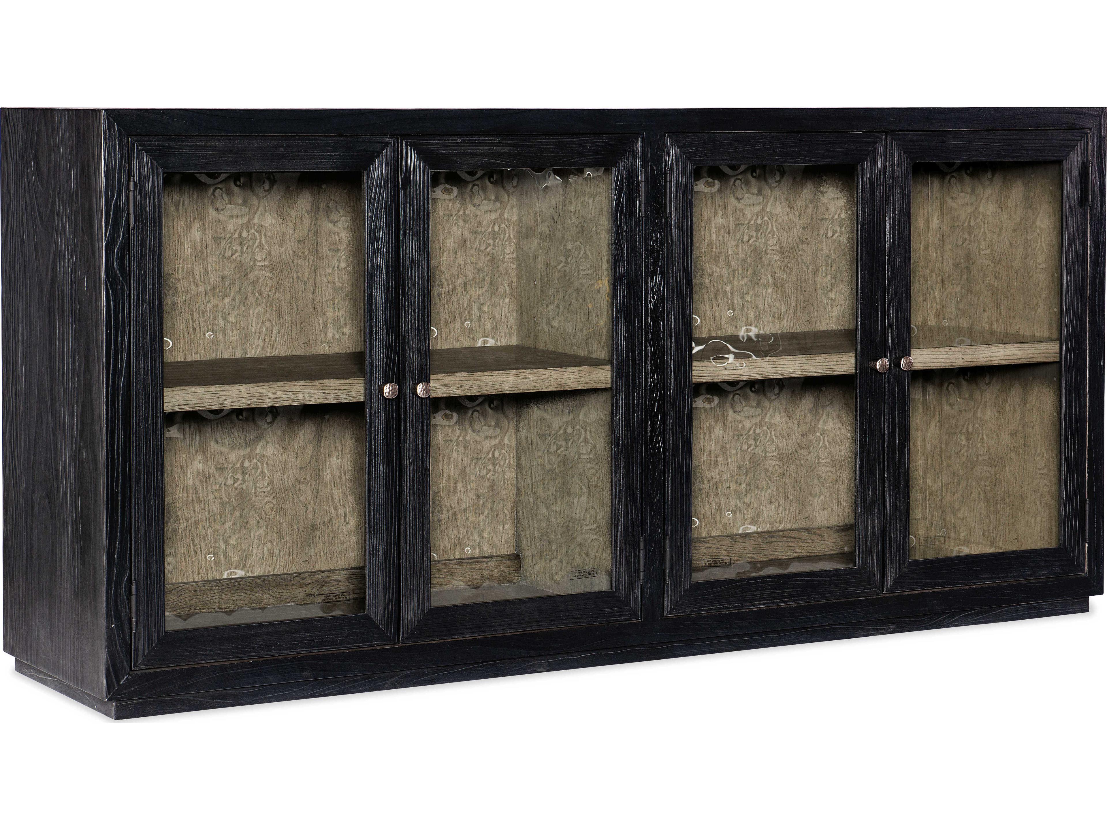 Hooker Furniture Linville Falls Shou Sugi Ban 74" Pine Wood Black Sideboard