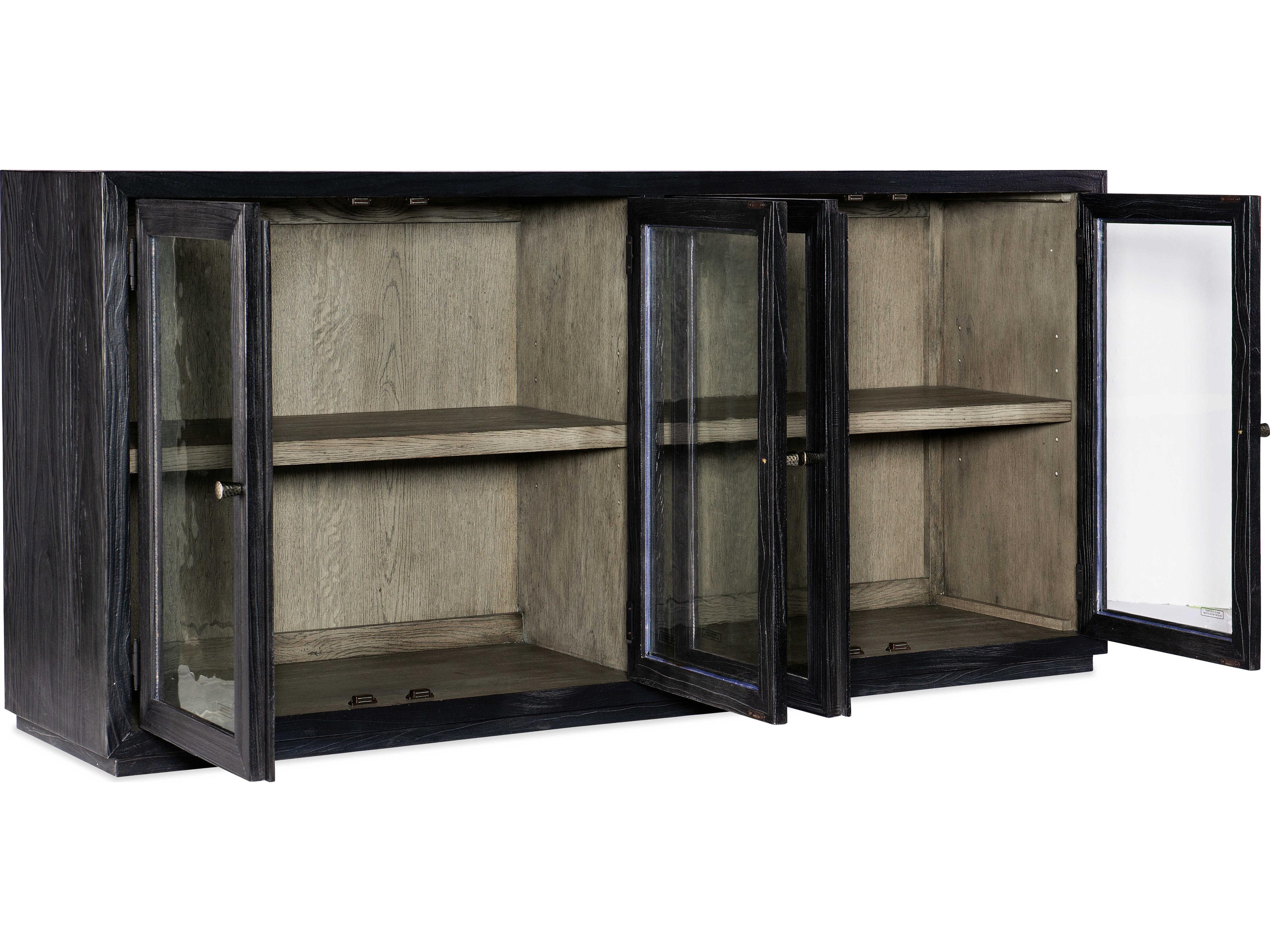 Hooker Furniture Linville Falls Shou Sugi Ban 74" Pine Wood Black Sideboard