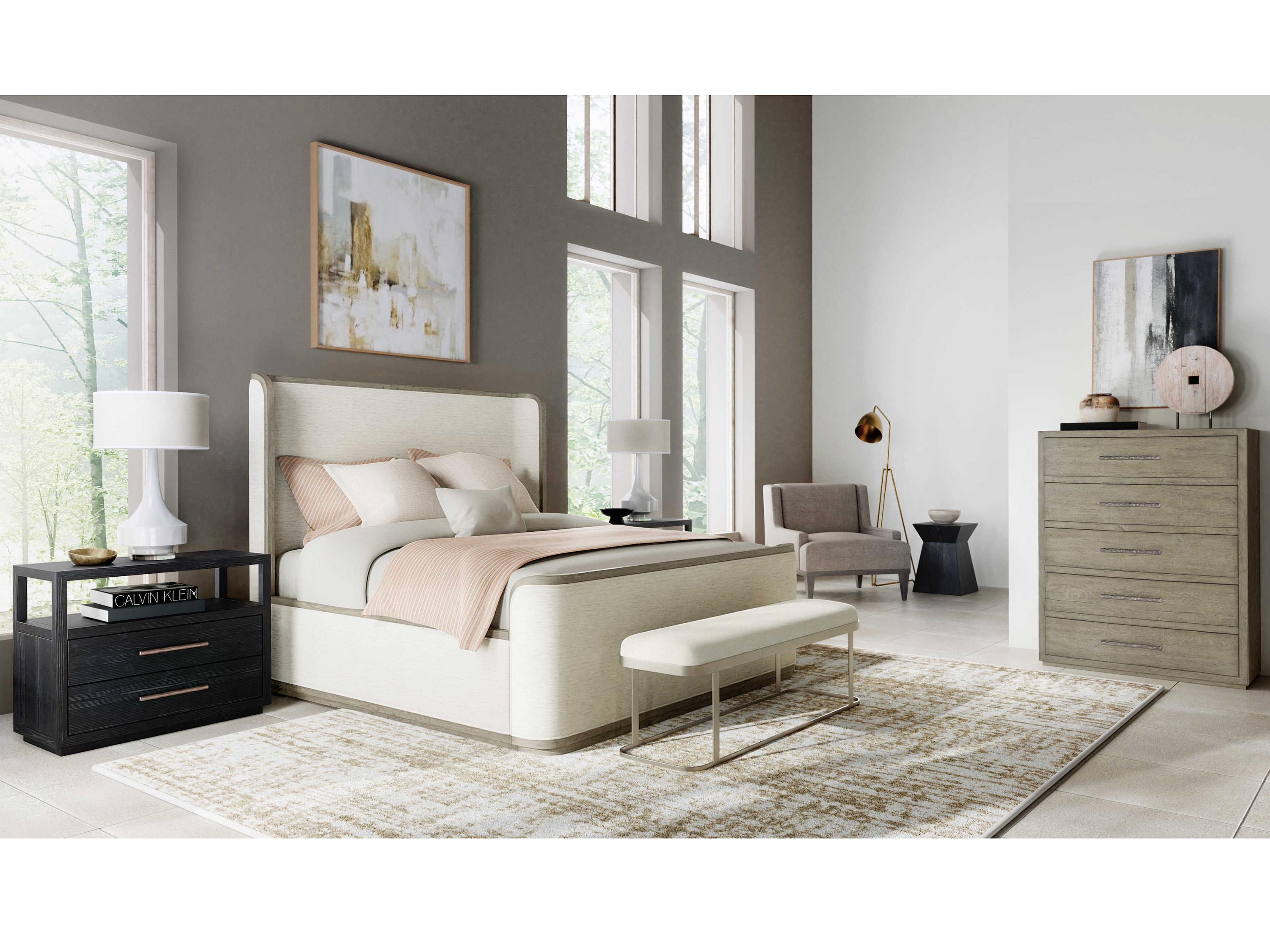 Hooker Furniture Linville Falls Merino Pearl Silver Upholstered Accent Bench