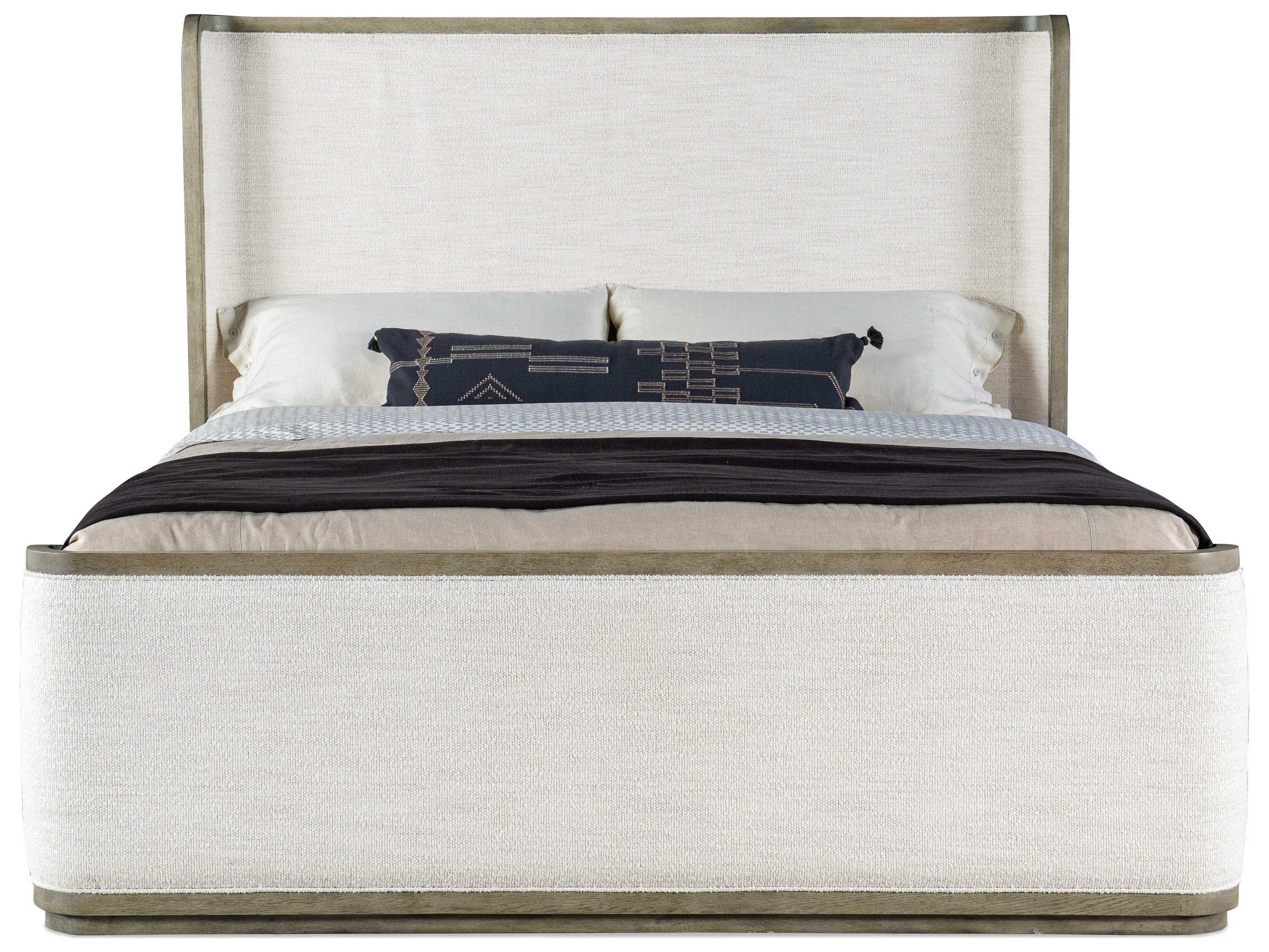 Hooker Furniture Linville Falls Boones Merino Pearl Wood White Solid Upholstered Queen Panel Bed