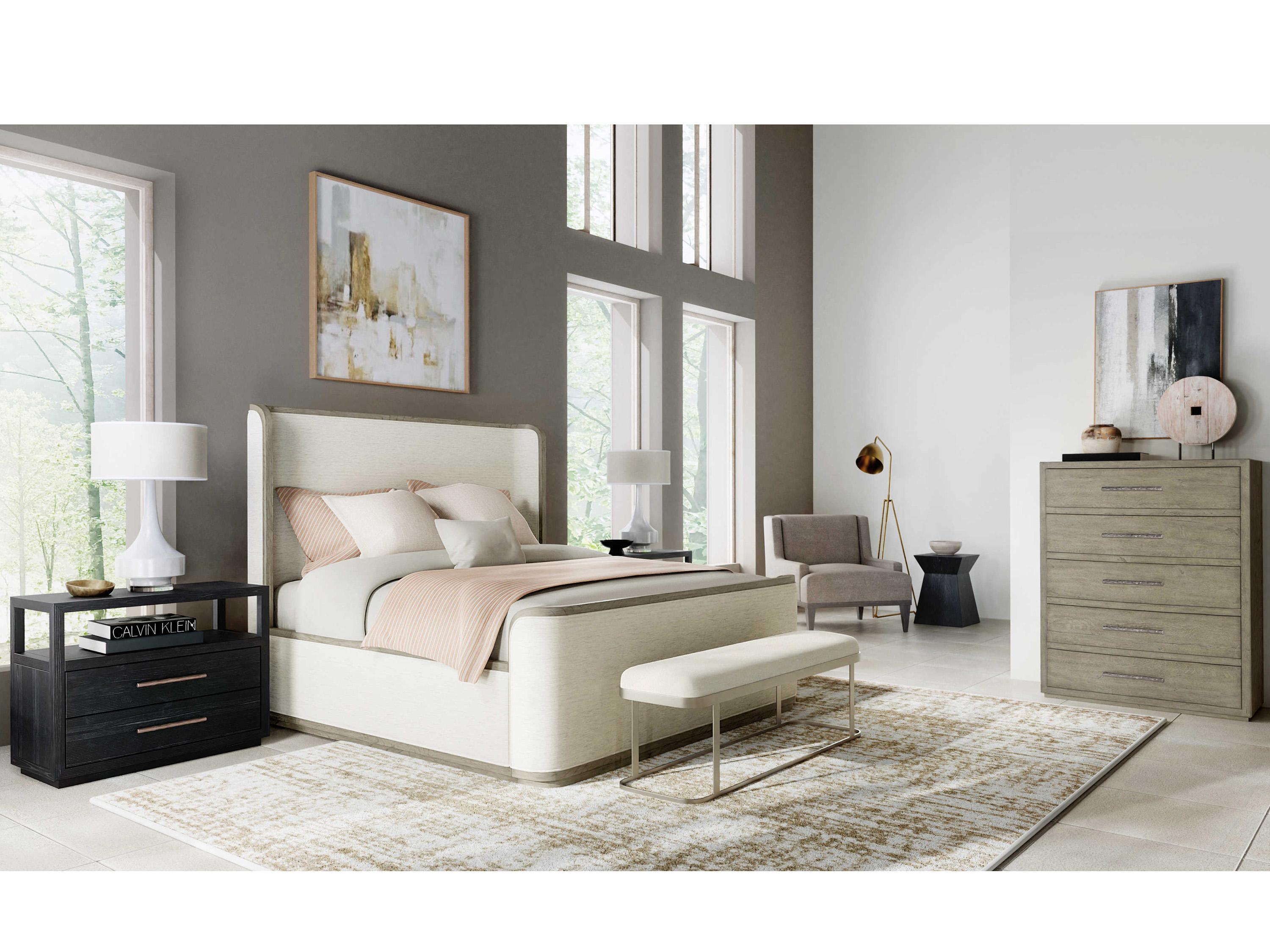 Hooker Furniture Linville Falls Boones Merino Pearl Wood White Solid Upholstered Queen Panel Bed