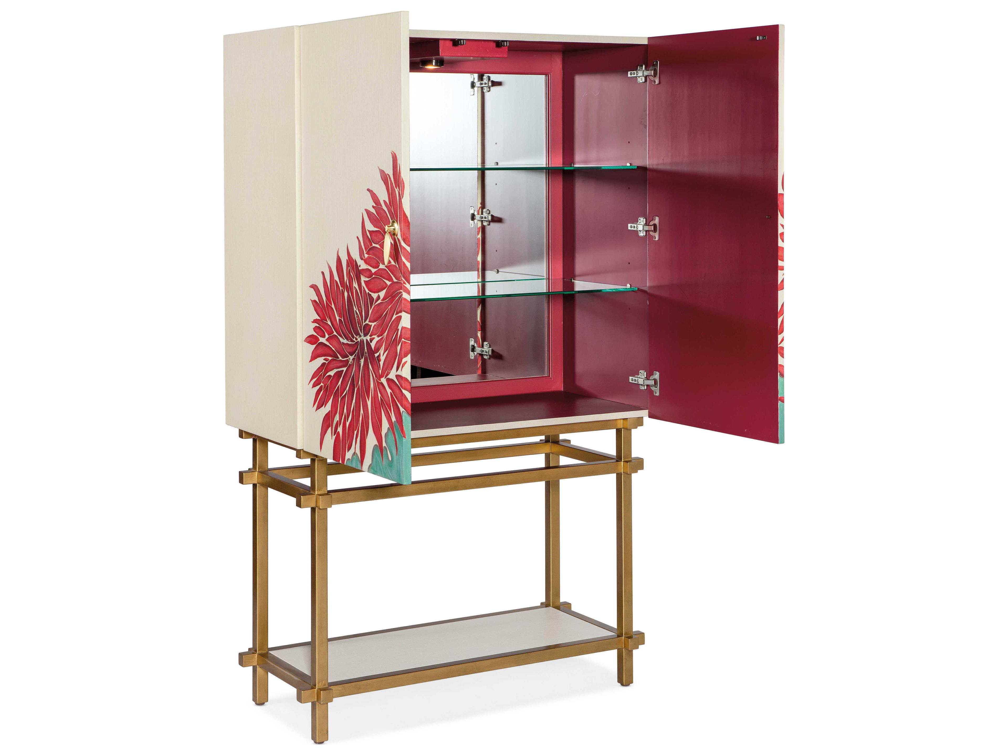 Hooker Furniture Melange White Red Bar Cabinet
