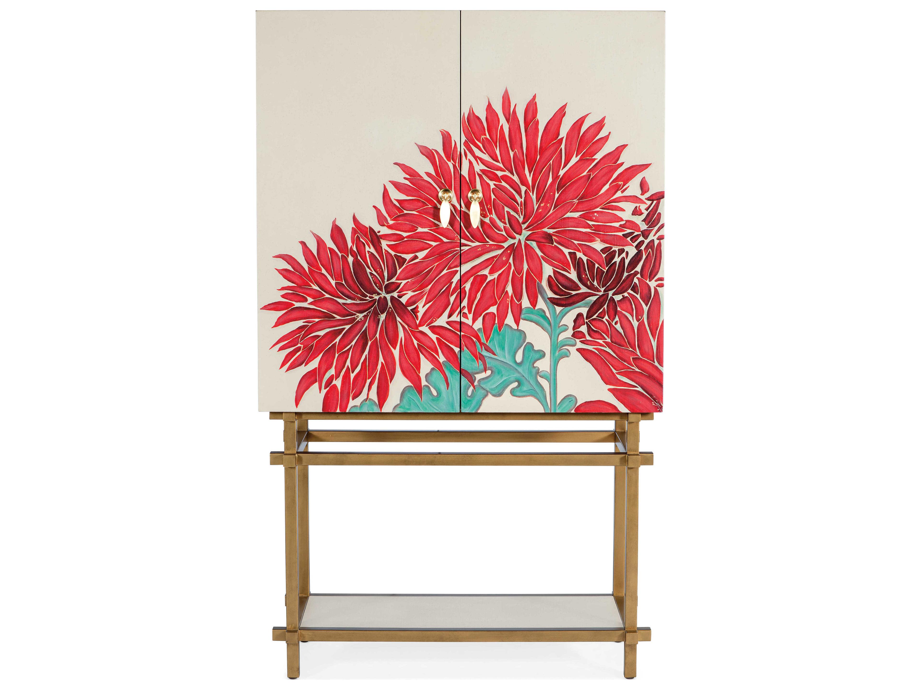 Hooker Furniture Melange White Red Bar Cabinet