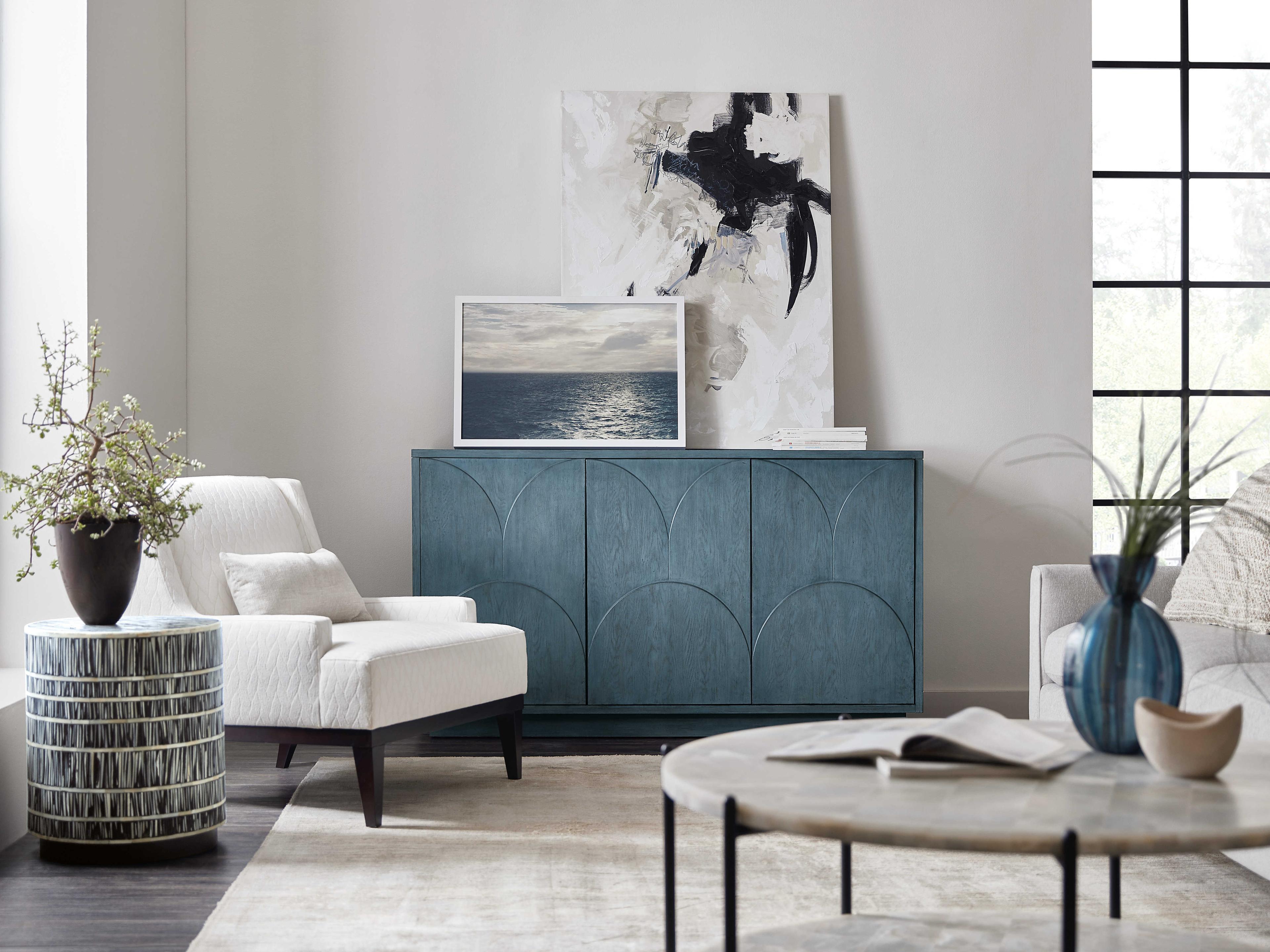 Hooker Furniture Melange Valley 64" Oak Wood Blue Media Console