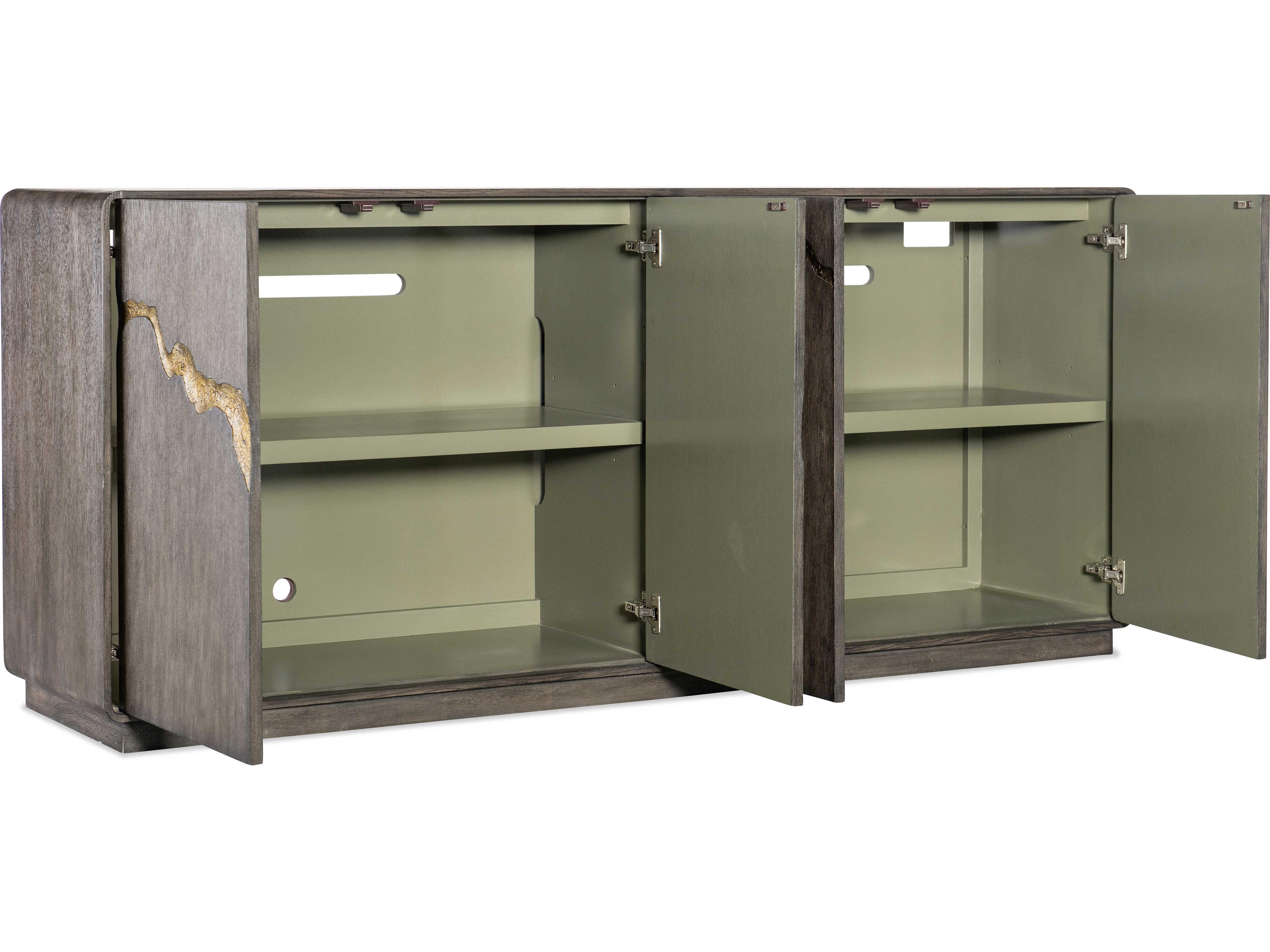 Hooker Furniture Melange Fissured 78" Oak Wood Green Entertainment Credenza