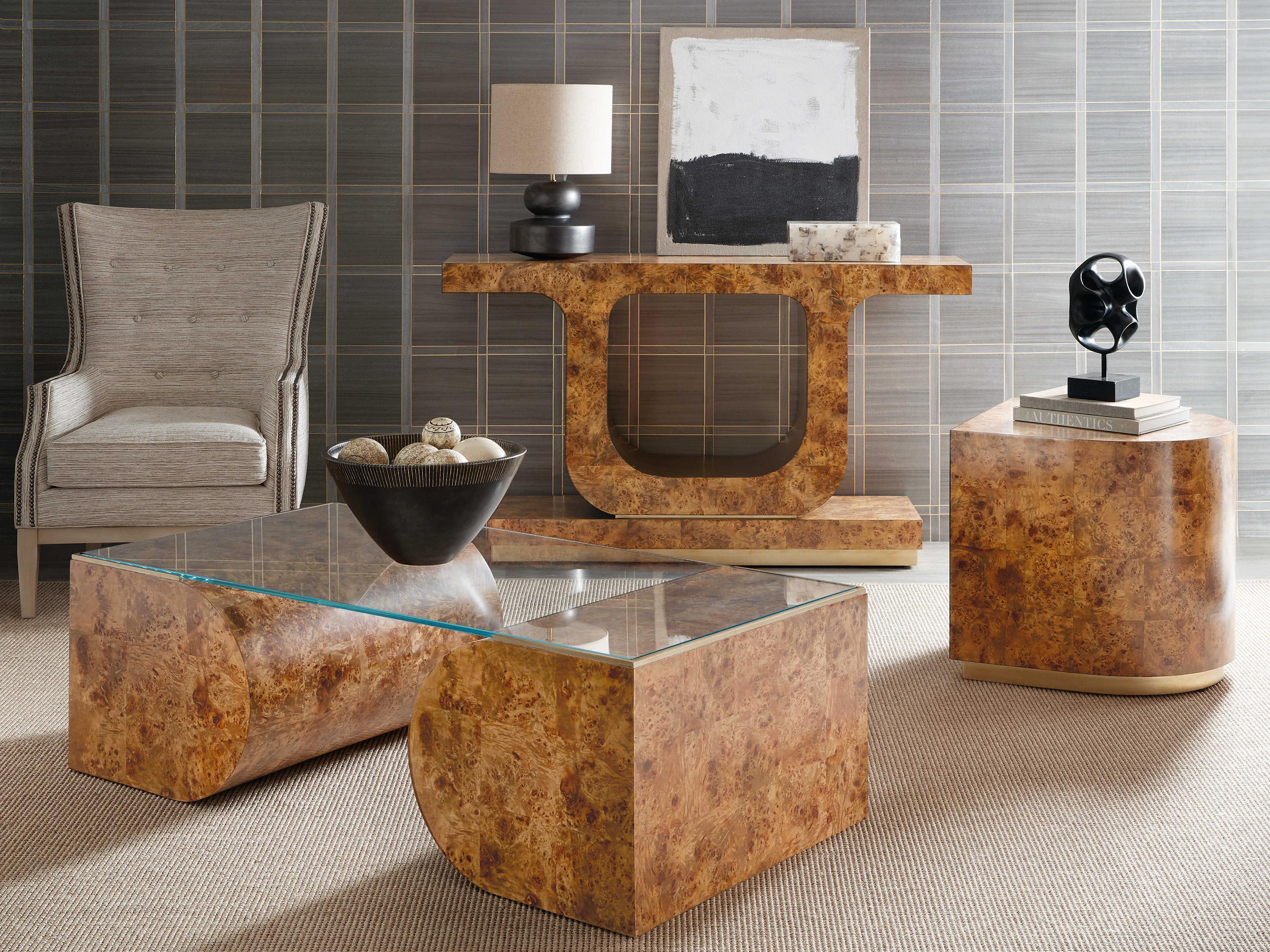 Hooker Furniture Melange Burlesque Rectangular Glass Wood Coffee Table