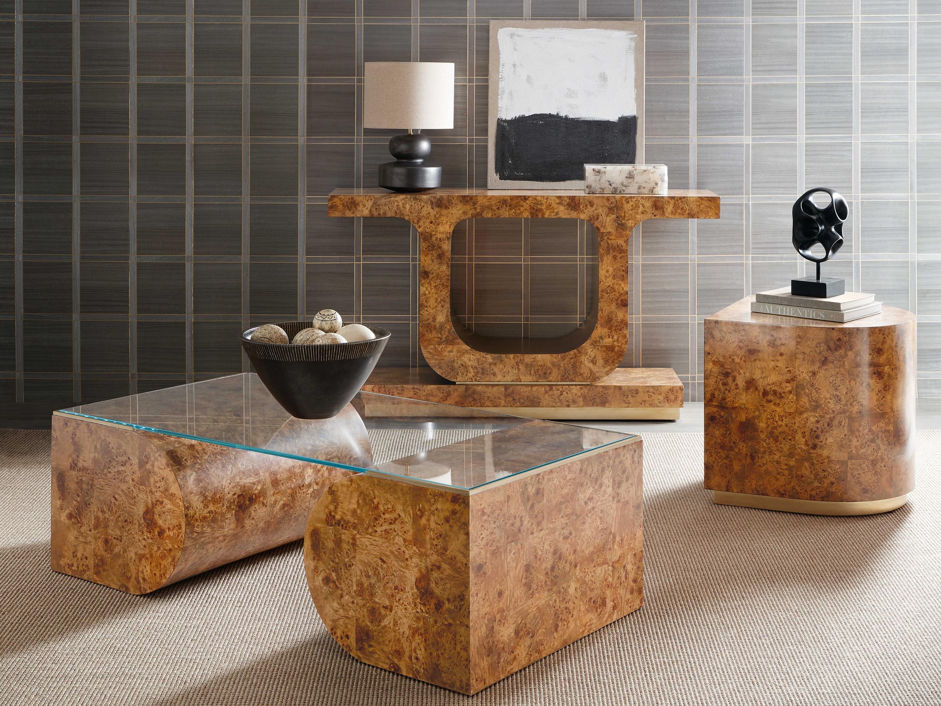 Hooker Furniture Melange Burlesque Rectangular Glass Wood Coffee Table