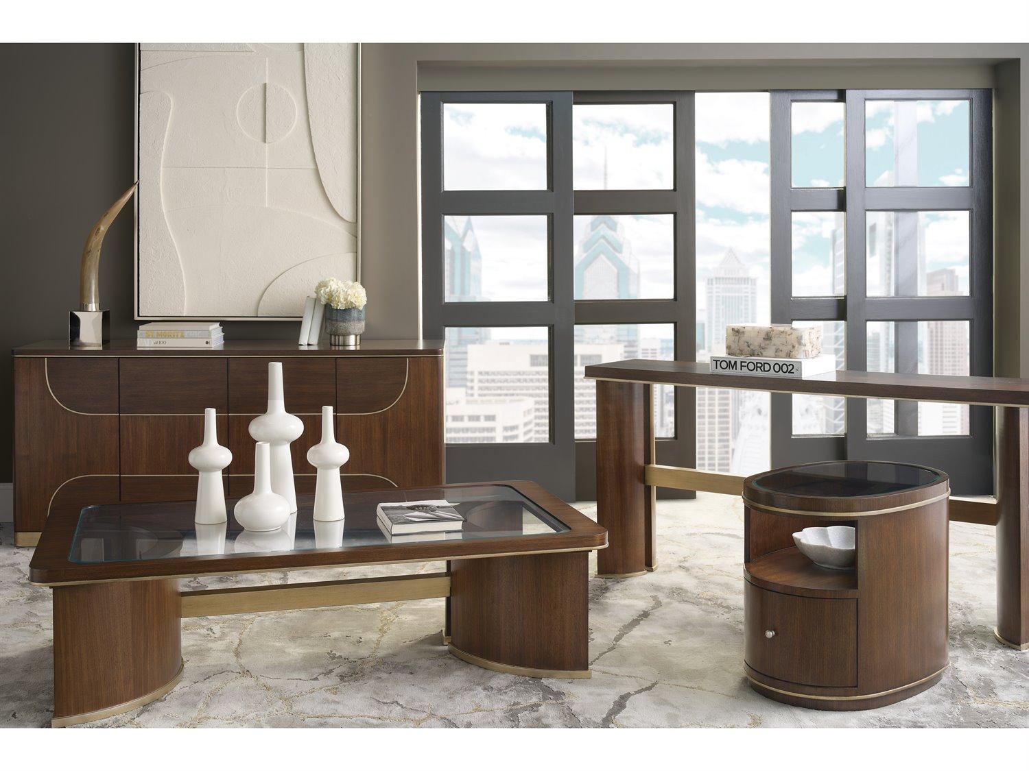 Hooker Furniture Melange Oval Glass End Table