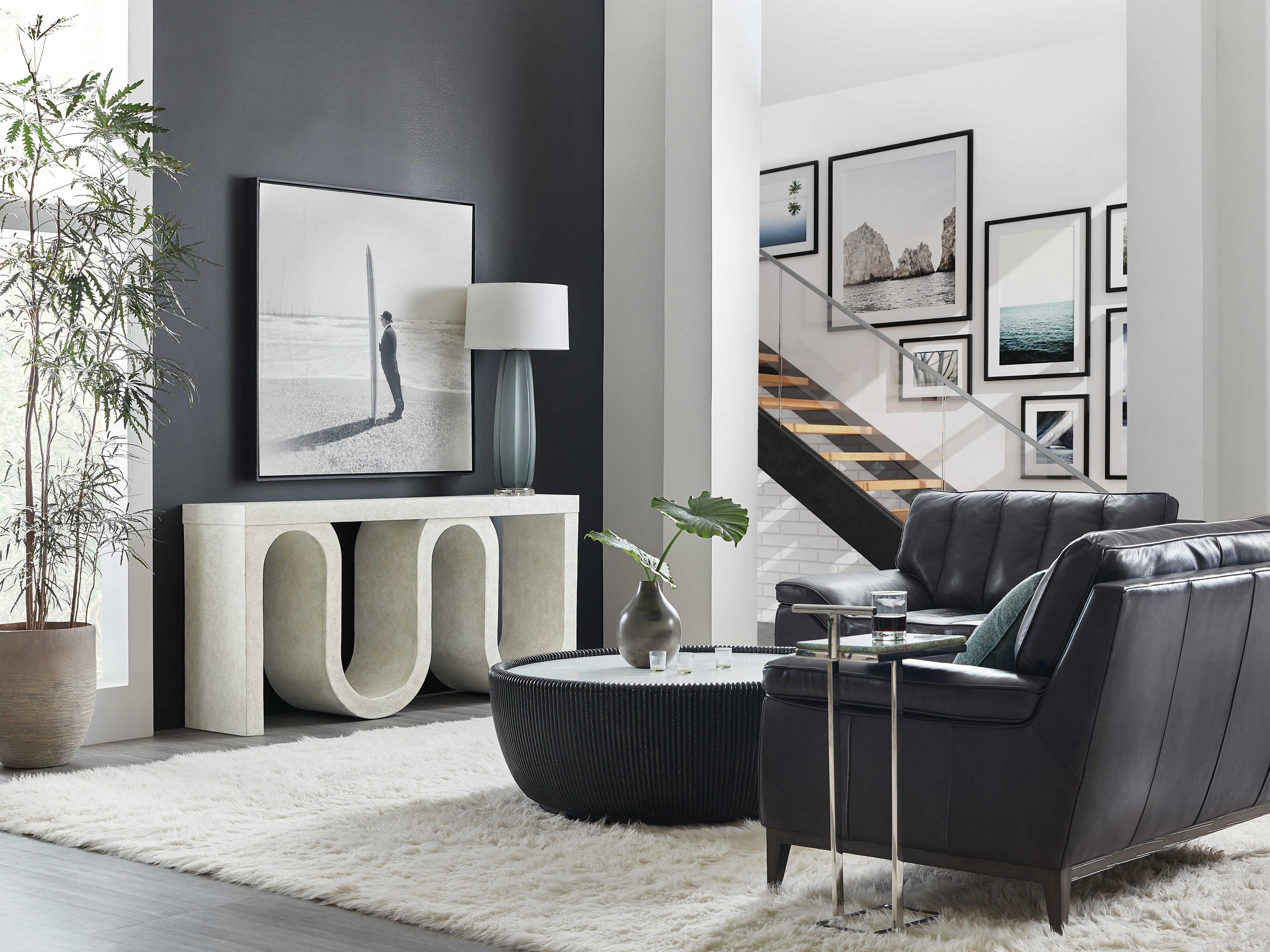 Hooker Furniture Melange Snaked Rectangular Resin Cream Console Table