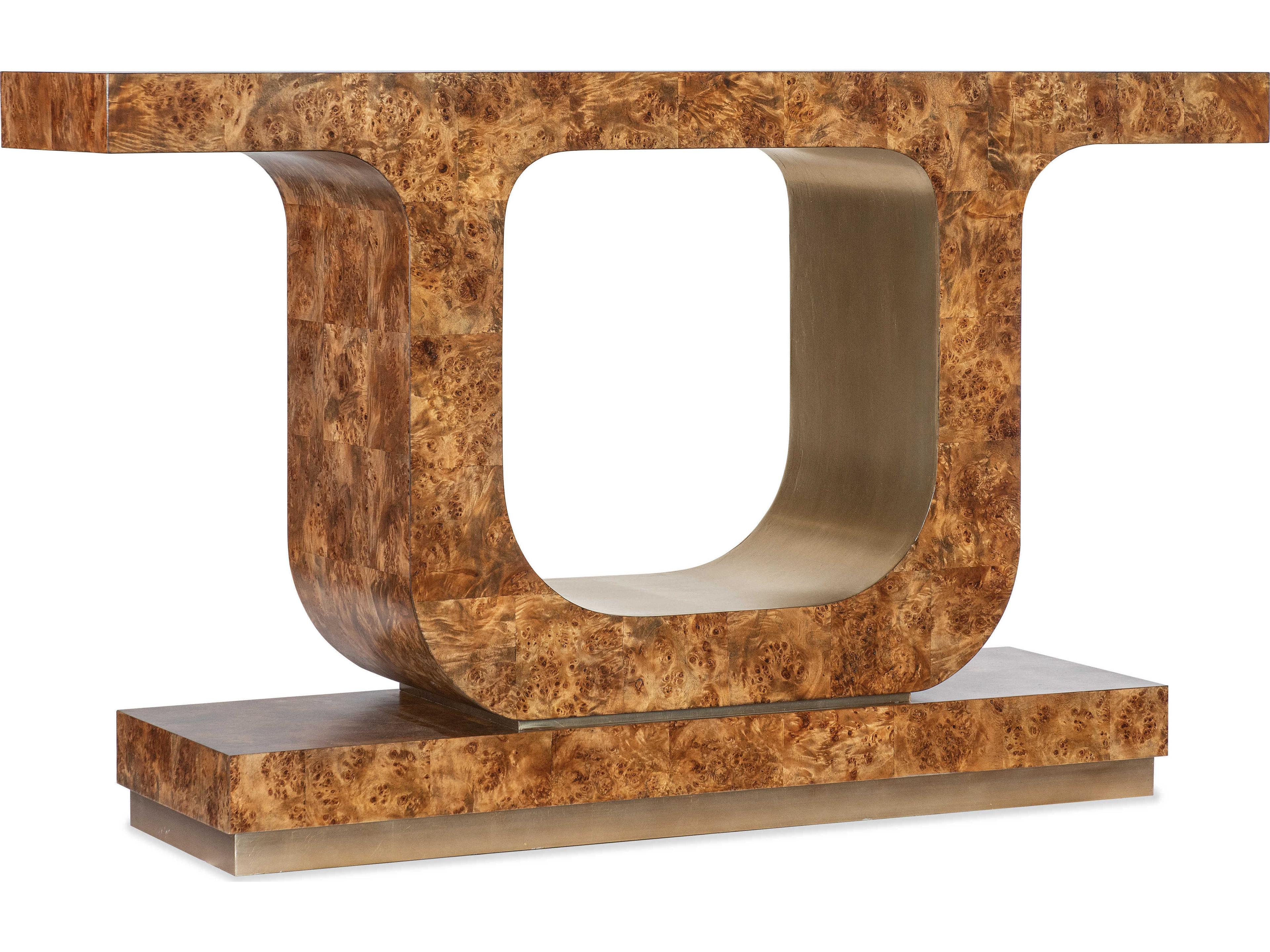 Hooker Furniture Melange Burlesque Rectangular Wood Mappa Burl Console Table