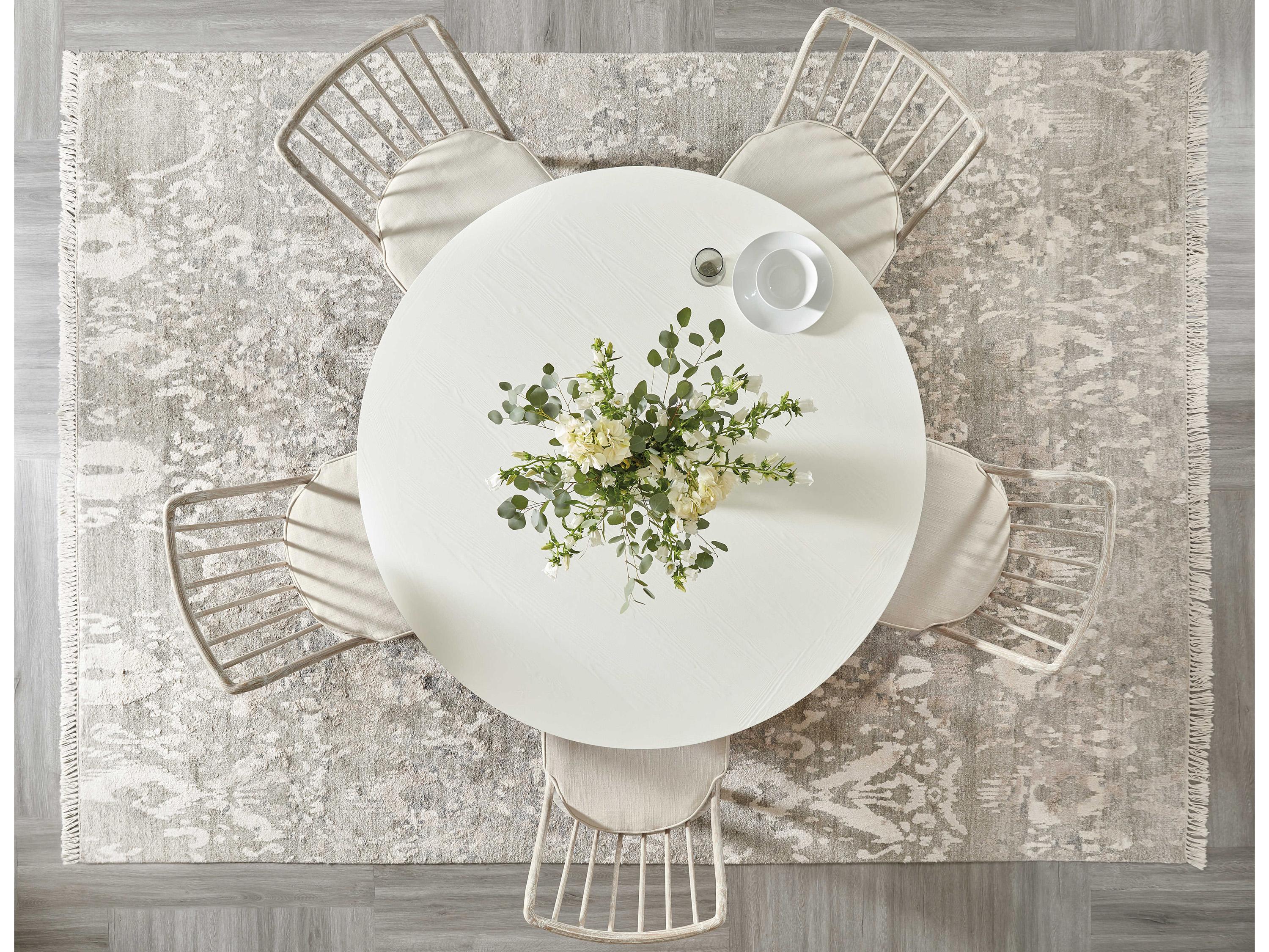 Hooker Furniture Serenity Laguna Round Wood Sandblast White Lagoon Dining Table