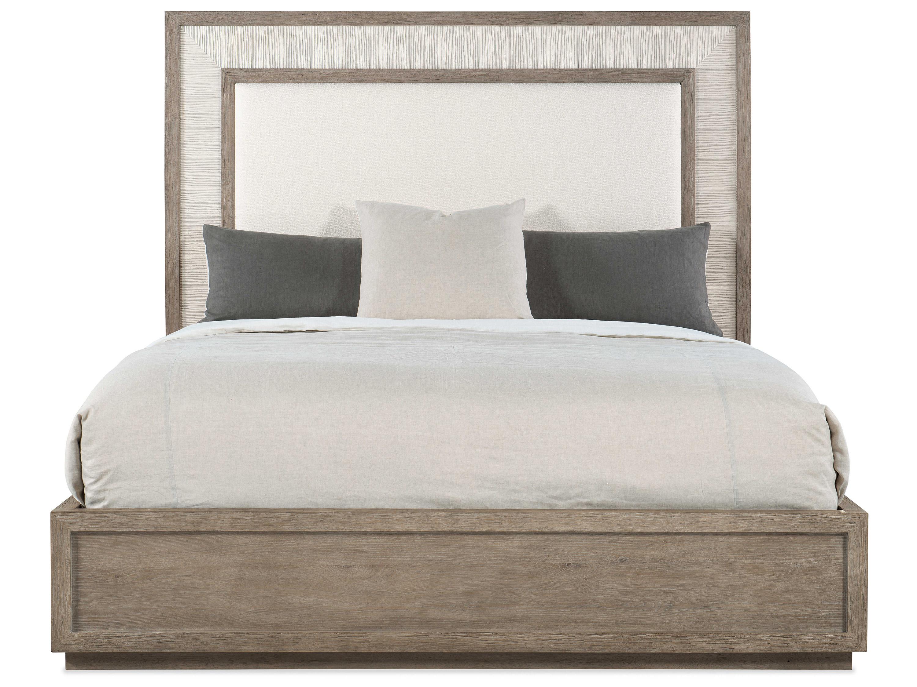 Hooker Furniture Serenity Rookery Arctic Gray Oak Wood Upholstered California King Panel Bed