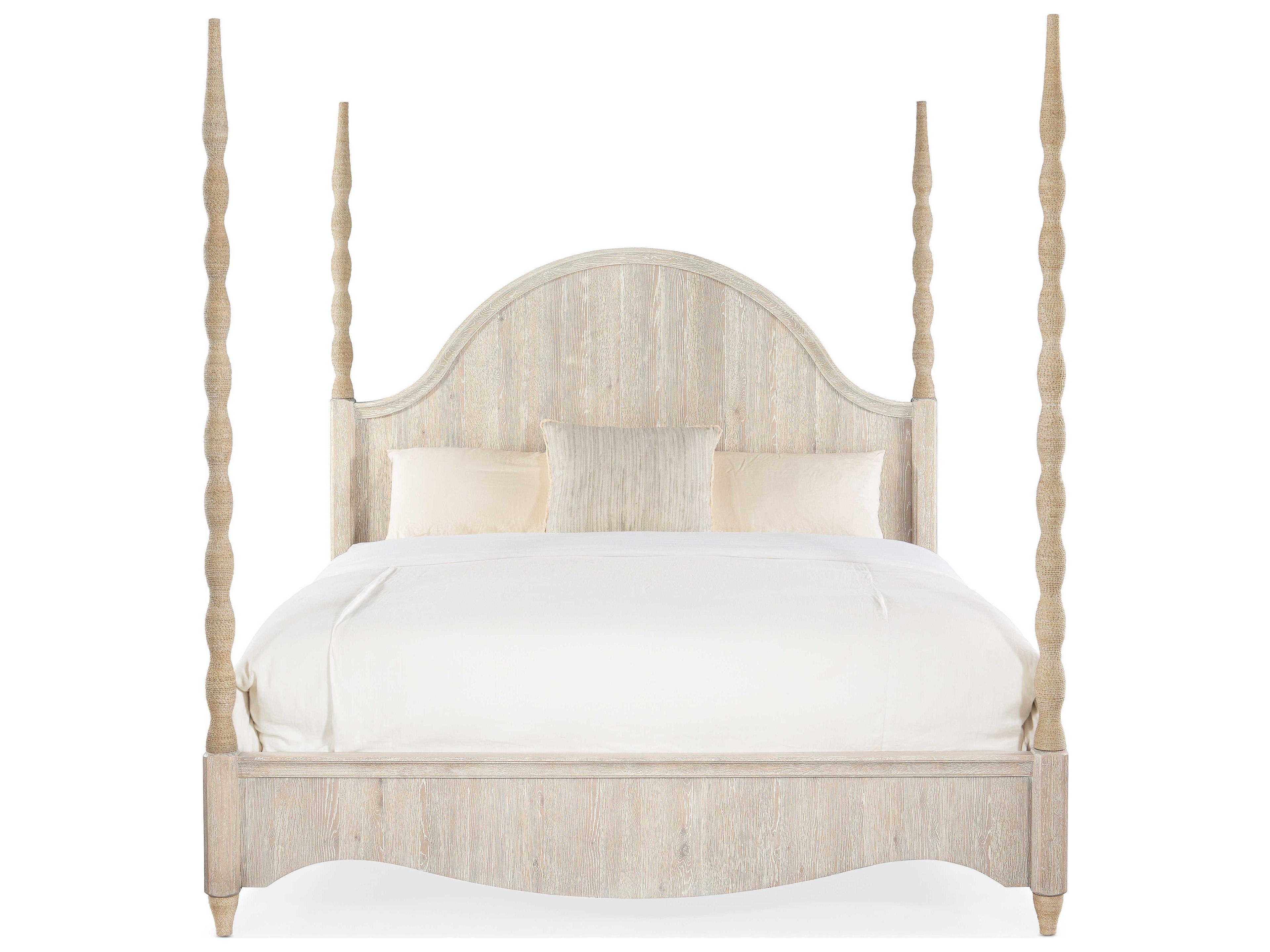 Hooker Furniture Serenity Jetty Light Wood Beige Oak King Four Poster Bed