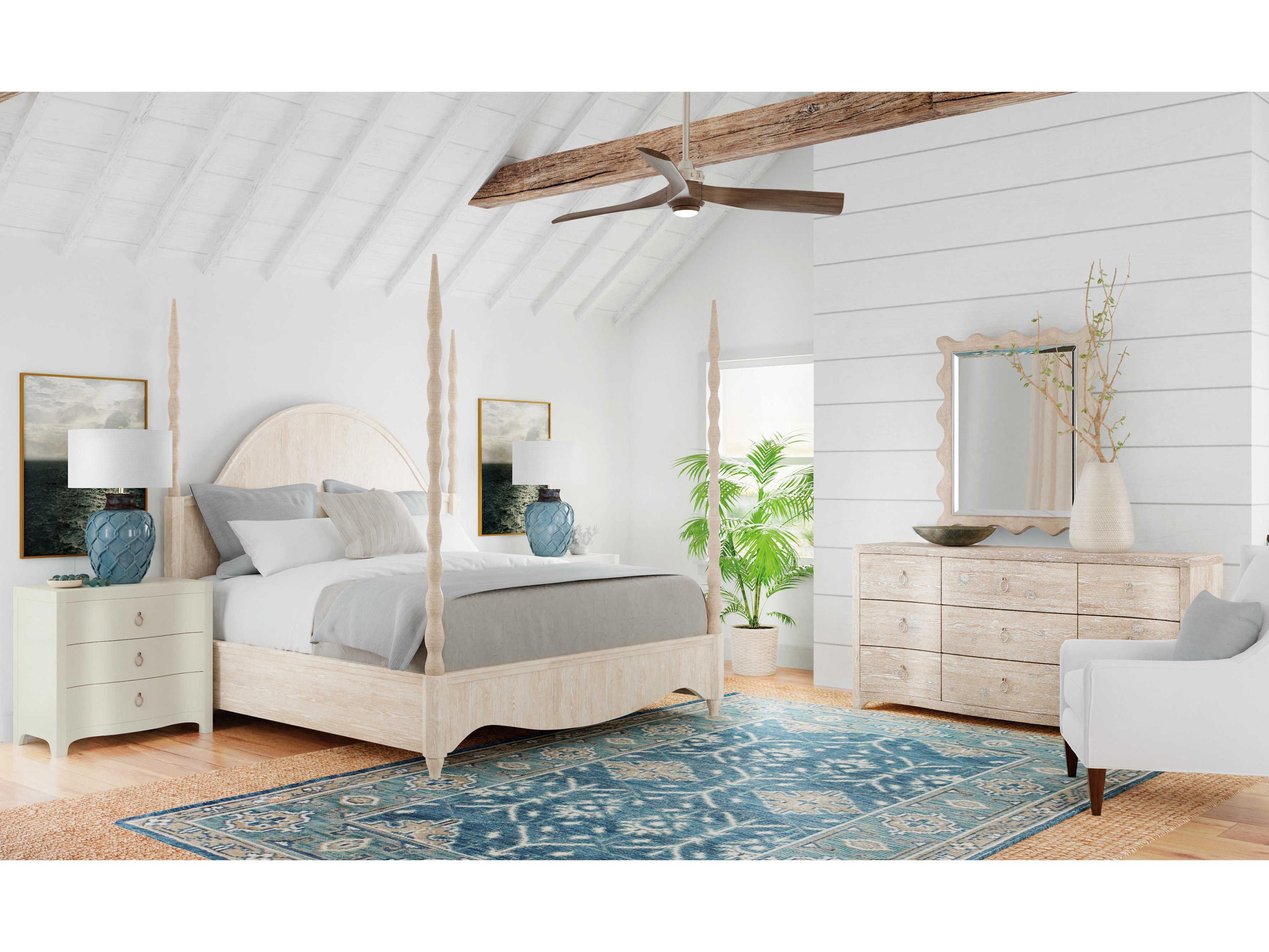 Hooker Furniture Serenity Jetty Light Wood Beige Oak King Four Poster Bed