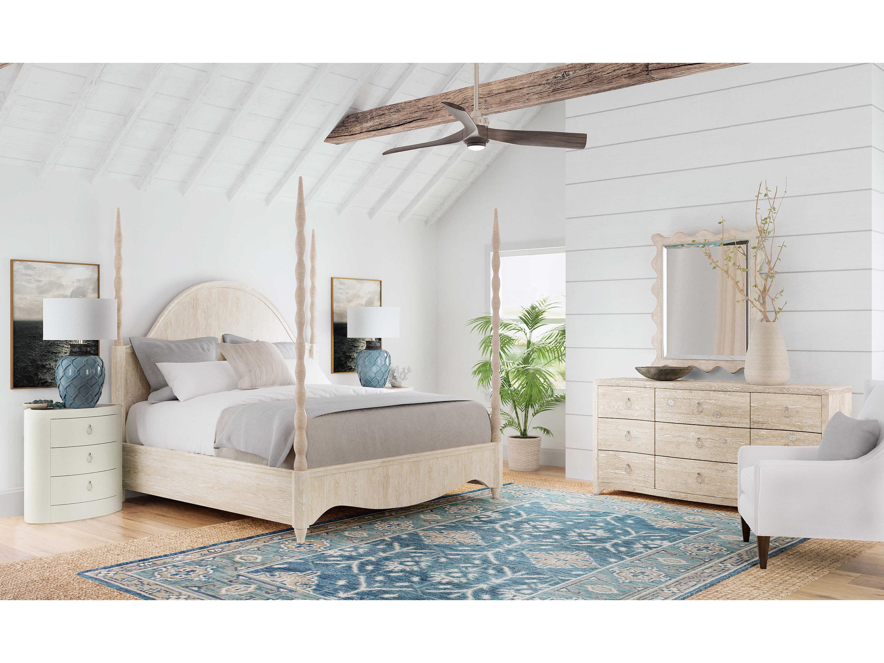 Hooker Furniture Serenity Jetty Light Wood Beige Oak King Four Poster Bed