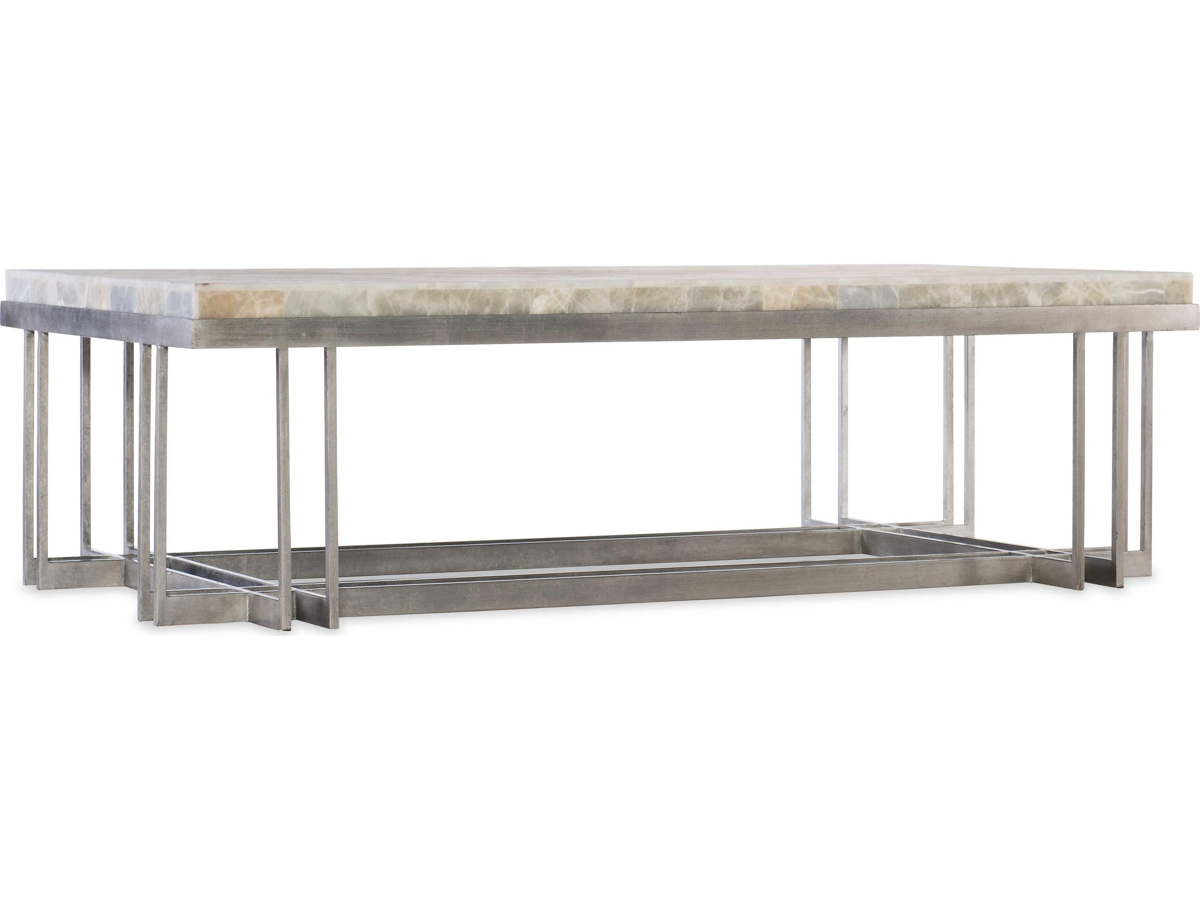 Hooker Furniture Melange Marin Rectangular White Onyx Pewter Cocktail Table