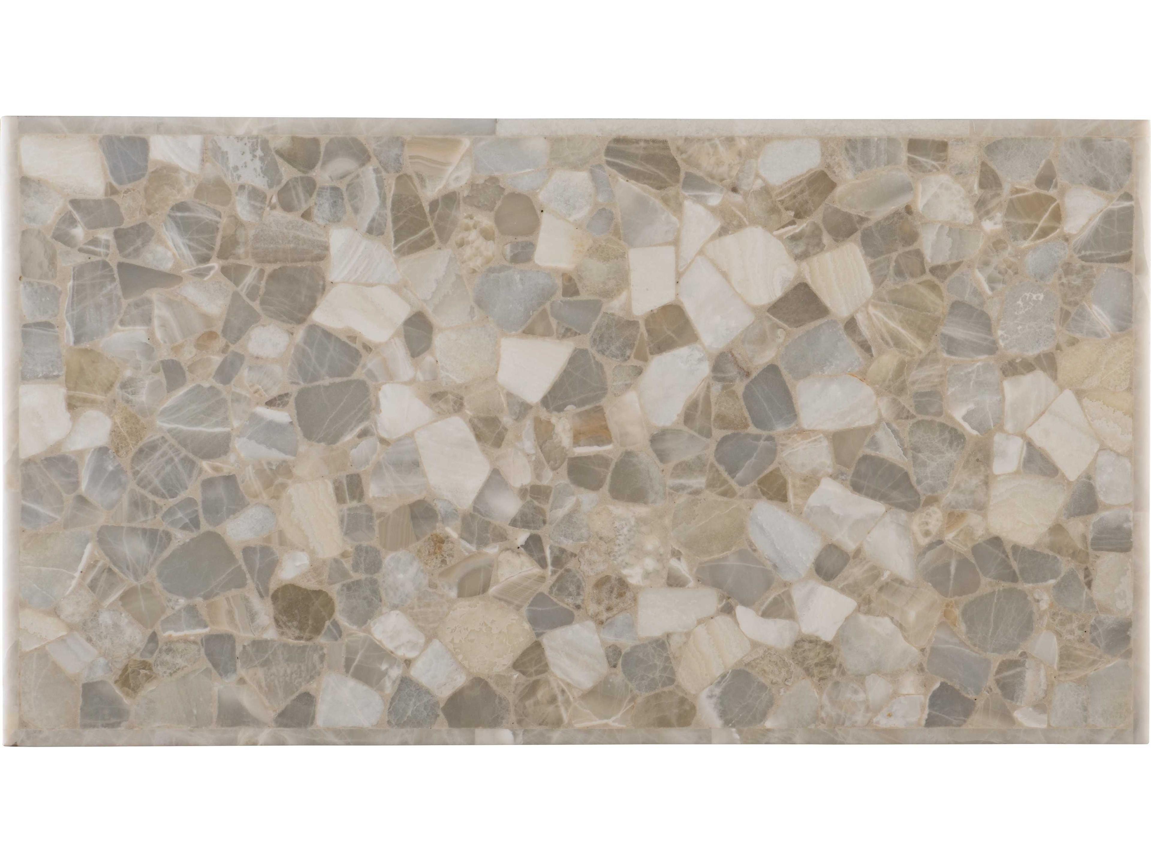 Hooker Furniture Melange Marin Rectangular White Onyx Pewter Cocktail Table