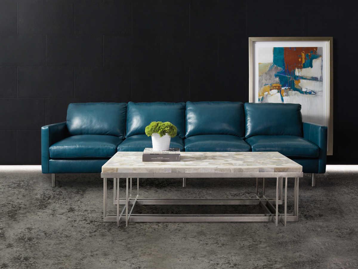 Hooker Furniture Melange Marin Rectangular White Onyx Pewter Cocktail Table