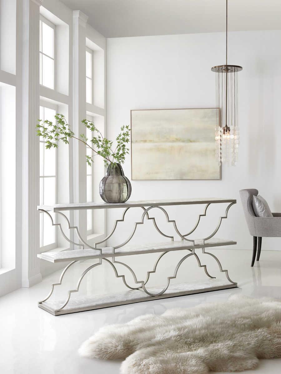 Luxecor Heritage Golden Gate Rectangular Gypsum Stone Champagne Console Table