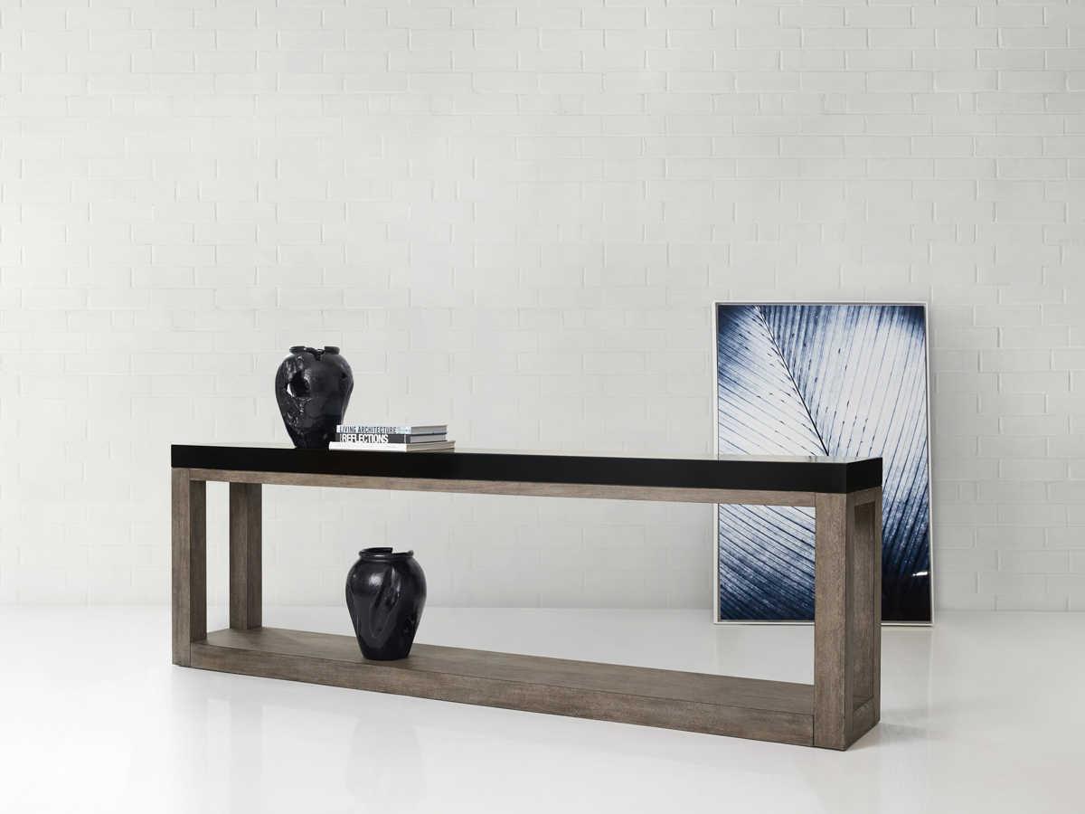 Hooker Furniture Melange Vienna Rectangular Wood Black Quarter Brown Console Table