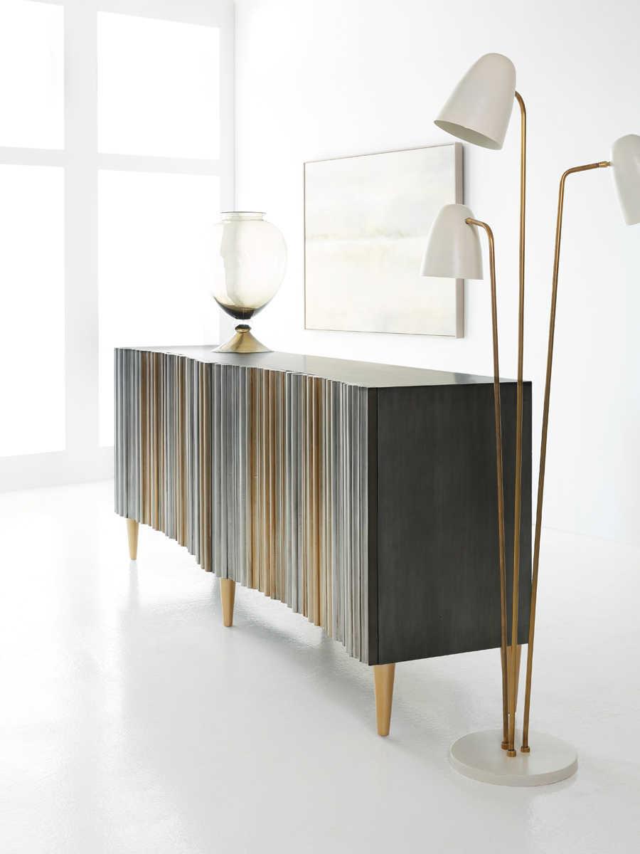Hooker Furniture Melange Apollo 92" Poplar Wood Silver Gold Media Console