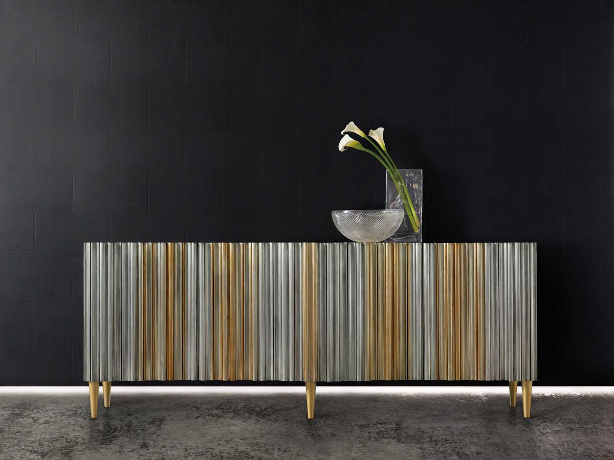 Hooker Furniture Melange Apollo 92" Poplar Wood Silver Gold Media Console