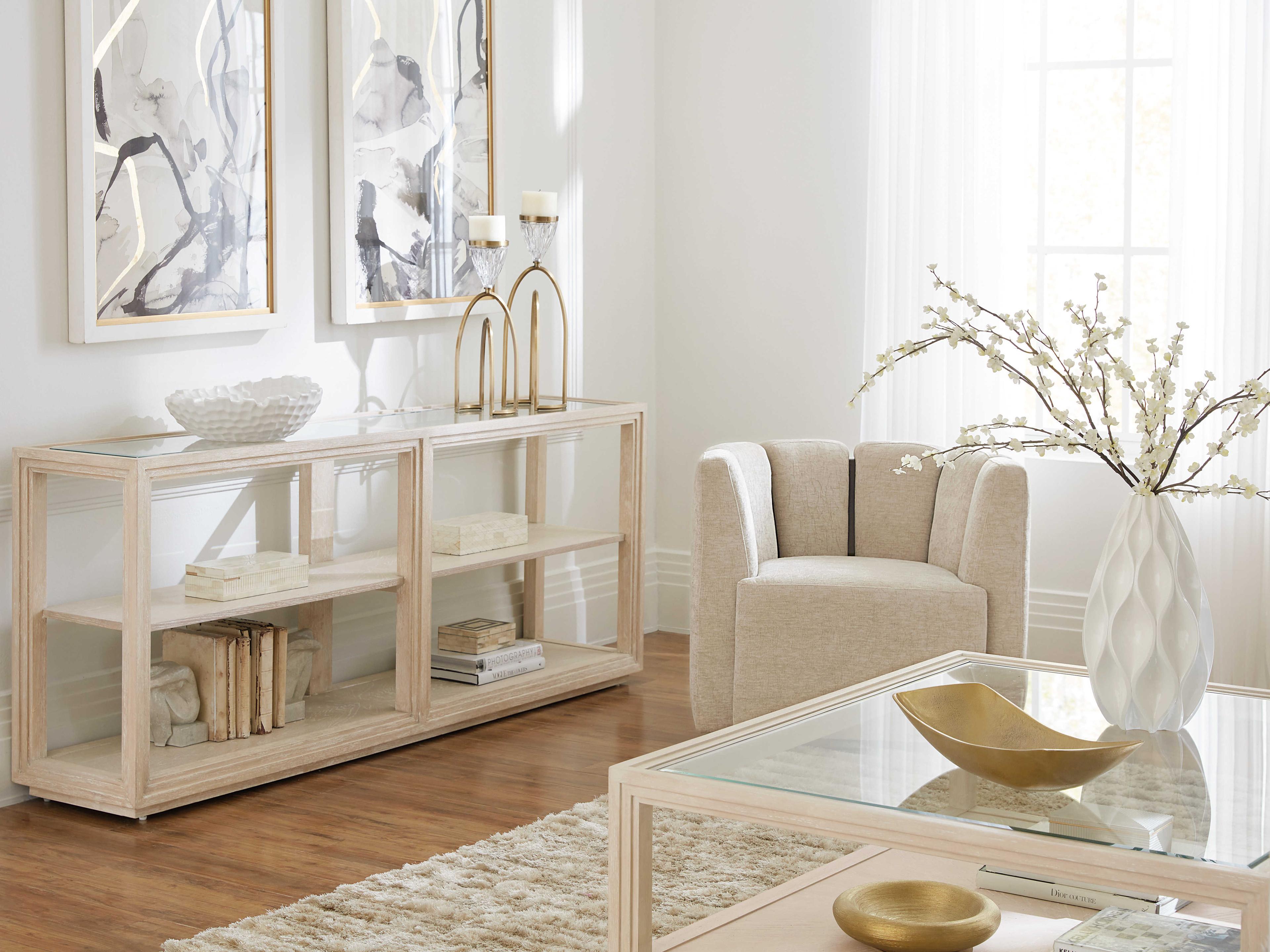 Hooker Furniture Nouveau Chic Rectangular Wood Sandstone Console Table