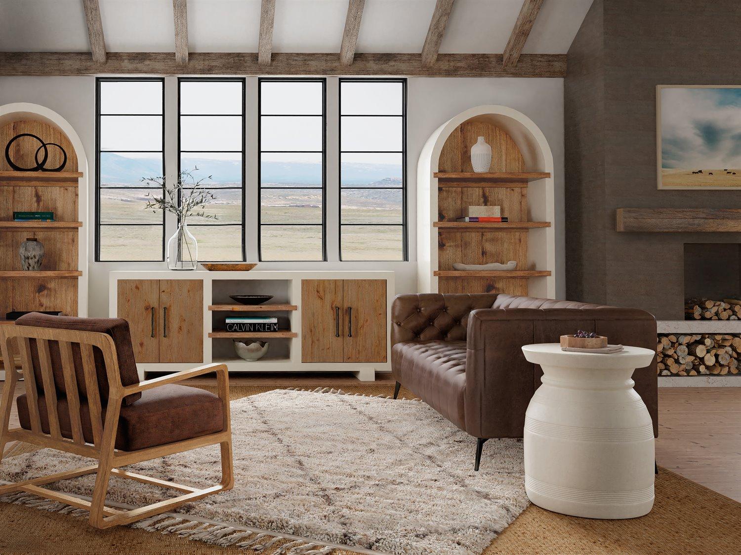 Hooker Furniture Big Sky Round Wood White End Table