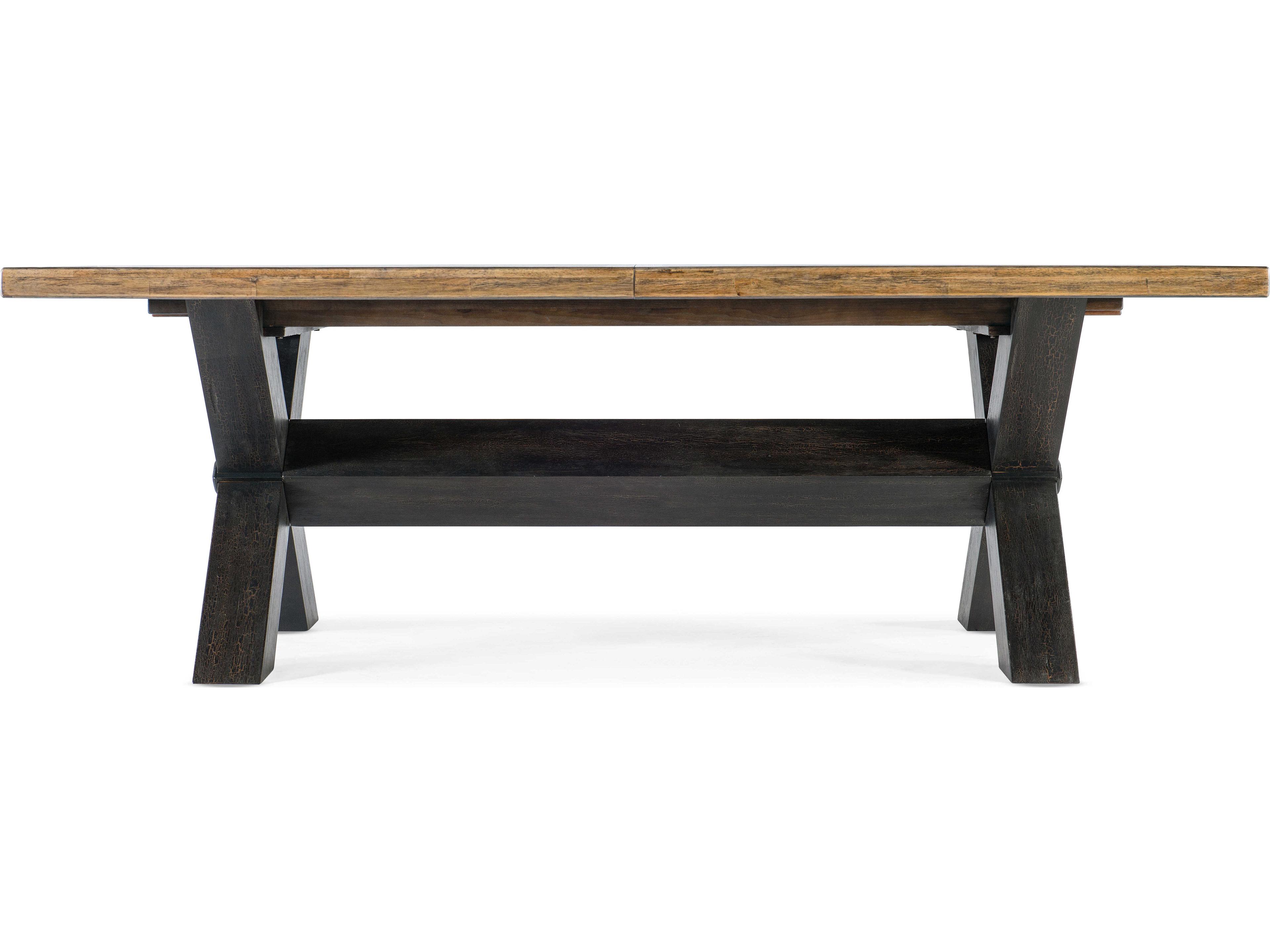 Hooker Furniture Big Sky Trestle Extendable Rectangular Wood Vintage Natural Black Dining Table