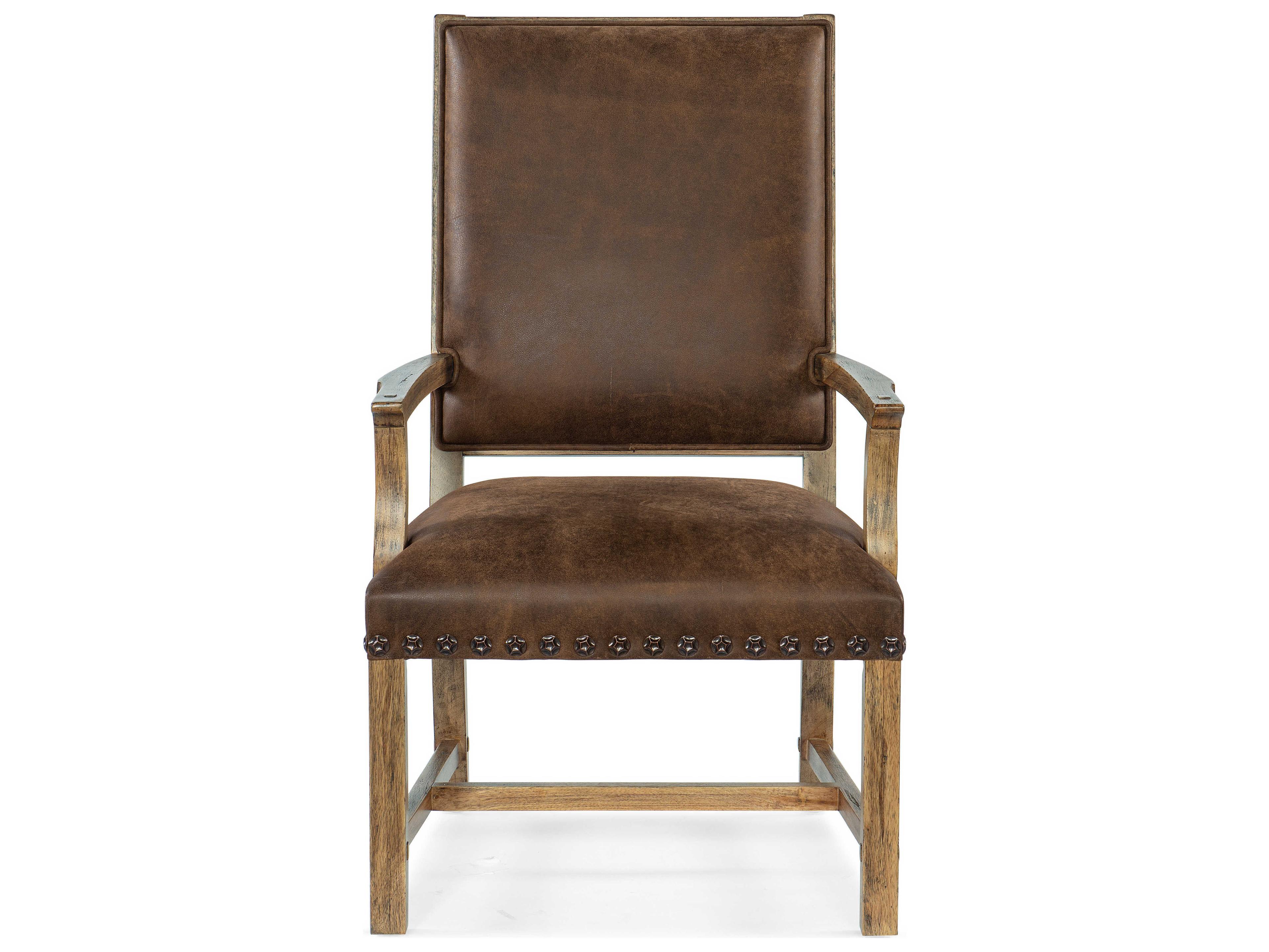 Hooker Furniture Big Sky Leather Brown Upholstered Arm Dining Chair