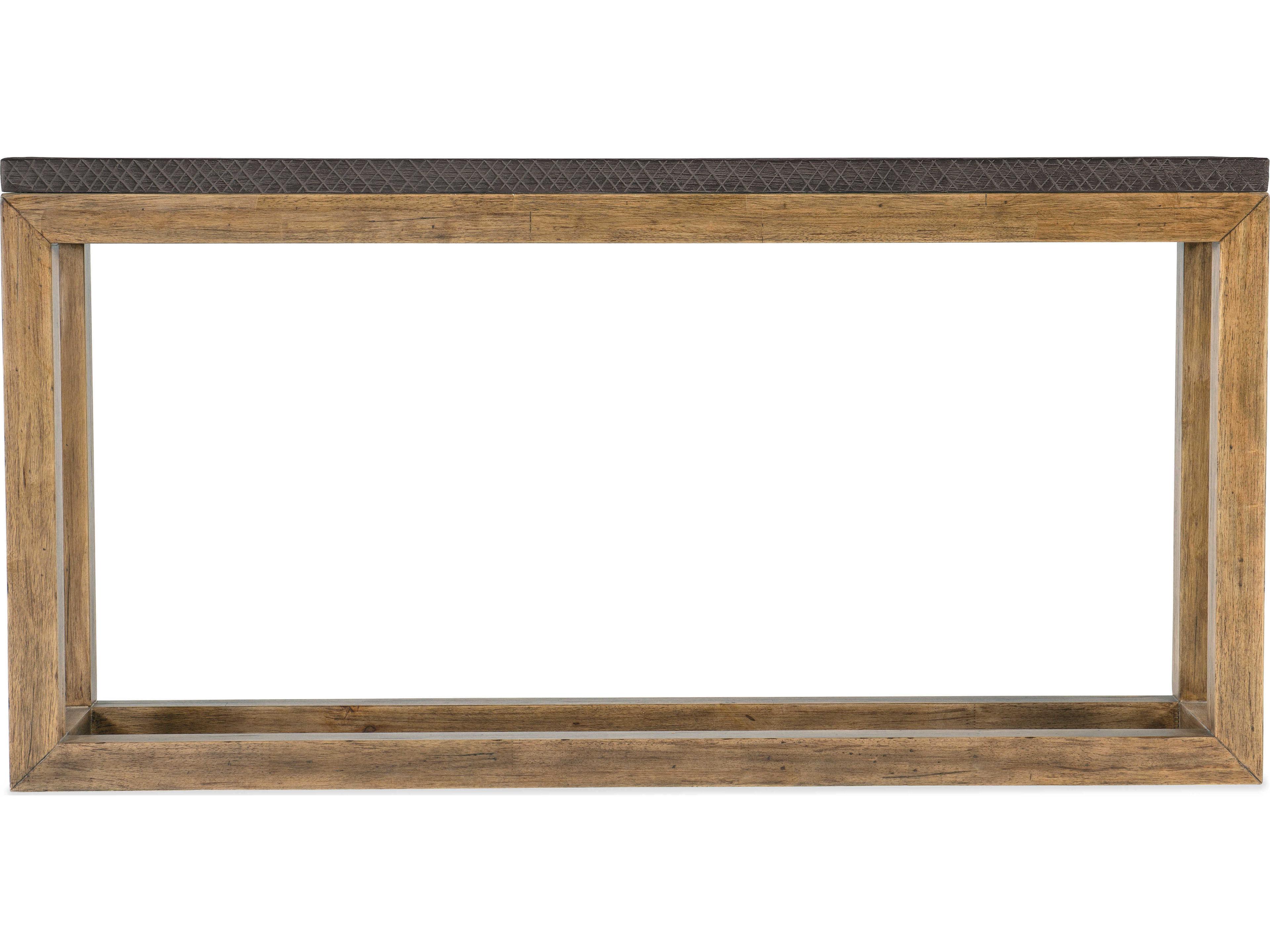 Hooker Furniture Big Sky Rectangular Resin Charcoal Furrowed Bark Vintage Natural Console Table