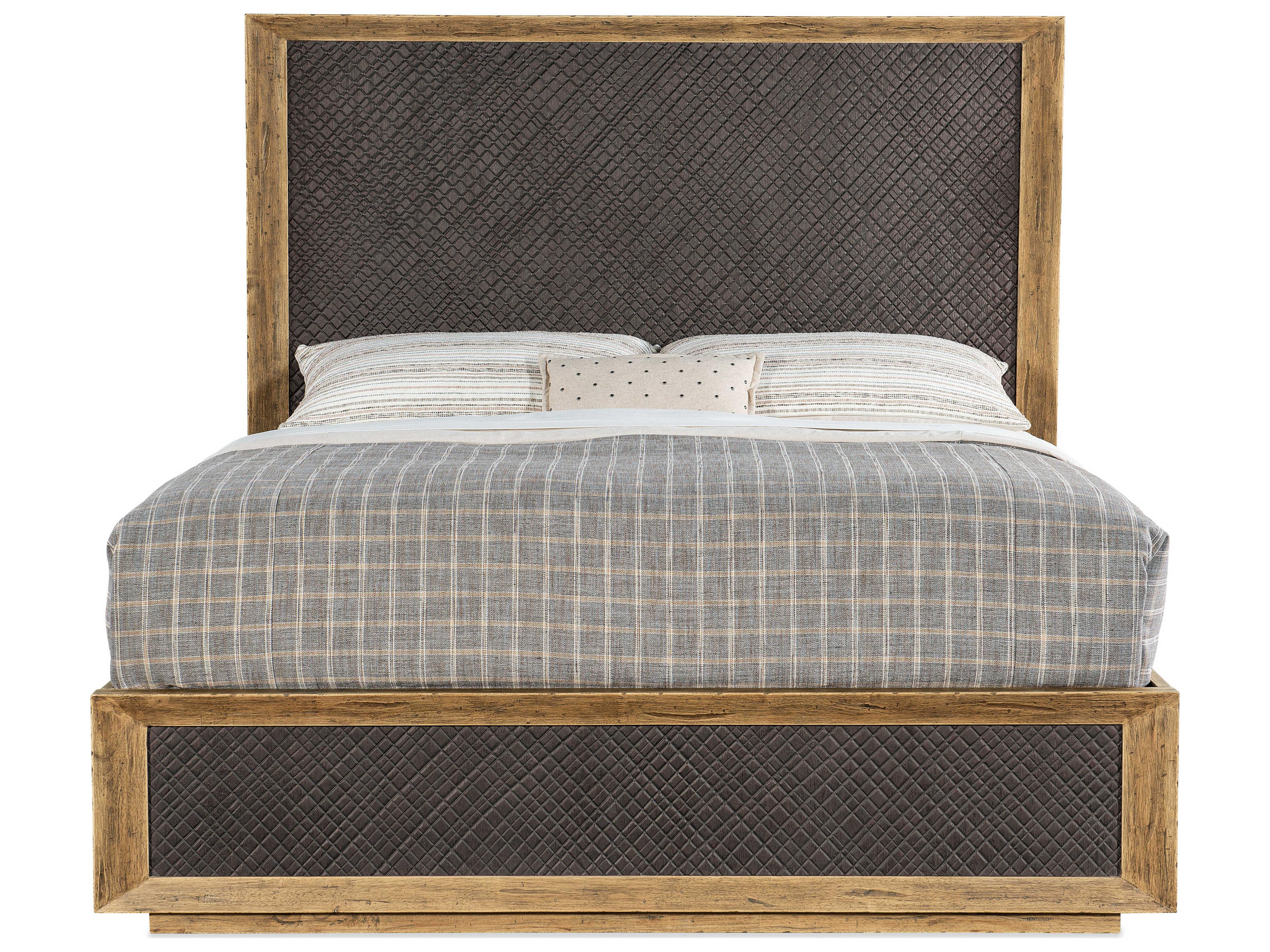 Hooker Furniture Big Sky Charcoal Furrowed Bark Vintage Natural Brown Wood King Panel Bed