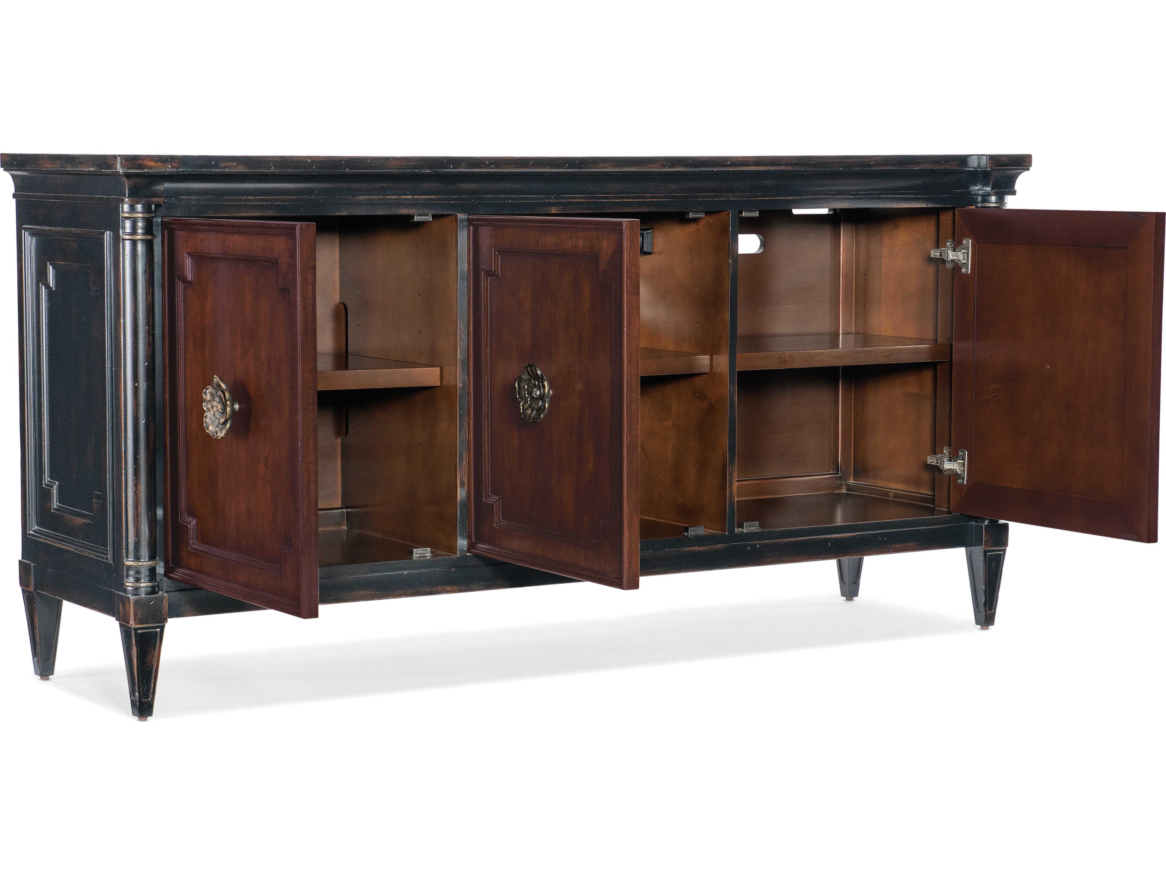Hooker Furniture Charleston 72" Cherry Wood Black Maraschino Media Console