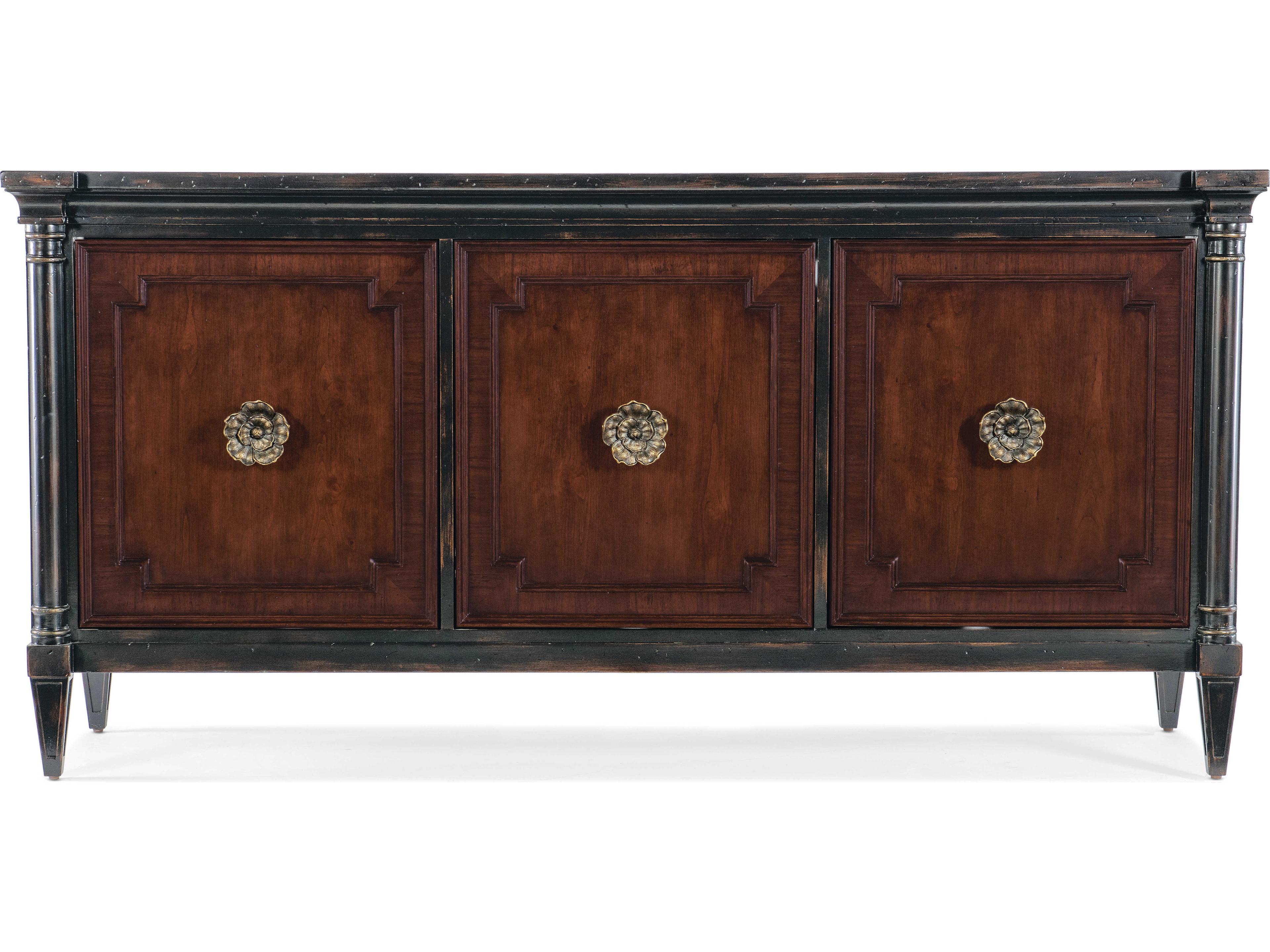 Hooker Furniture Charleston 72" Cherry Wood Black Maraschino Media Console