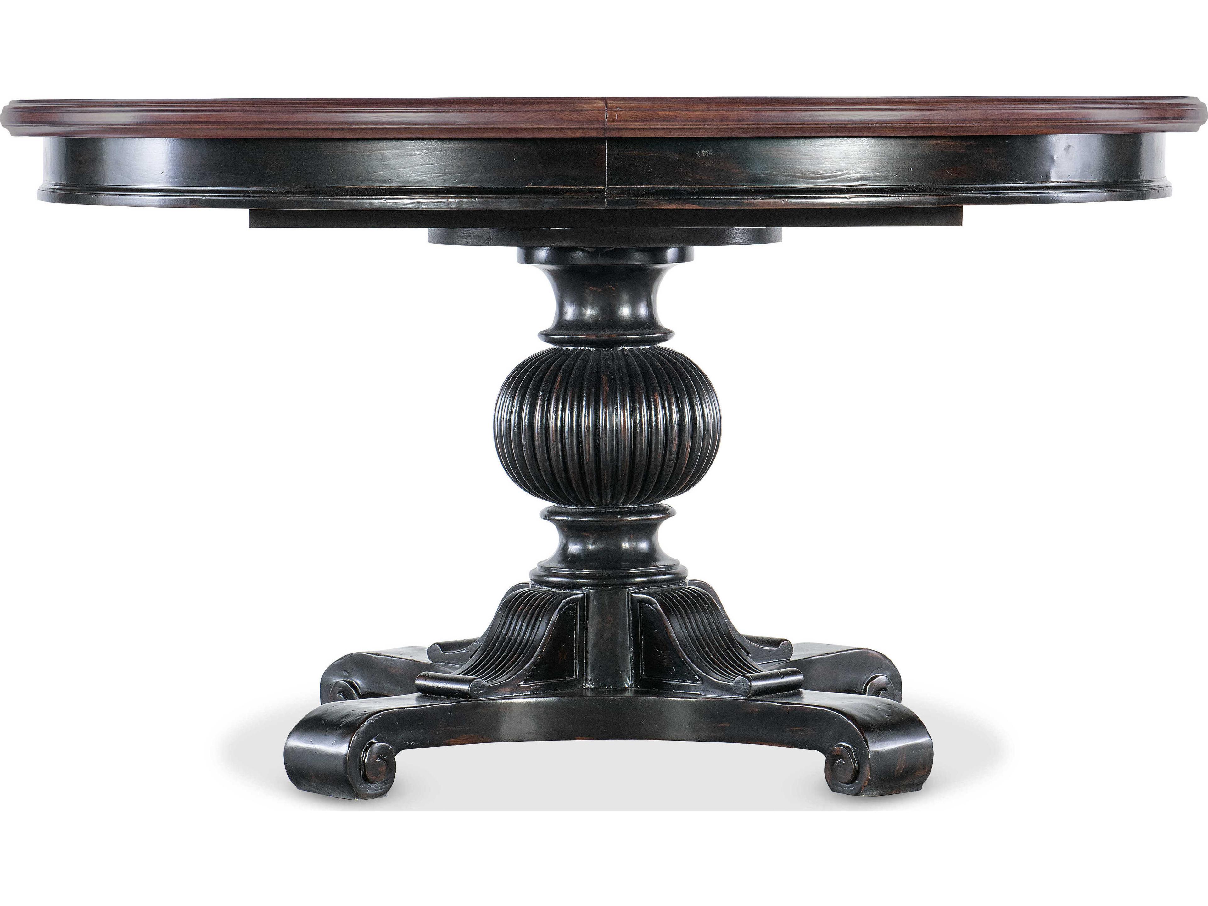 Hooker Furniture Charleston Extendable Round Wood Maraschino Cherry Black Dining Table