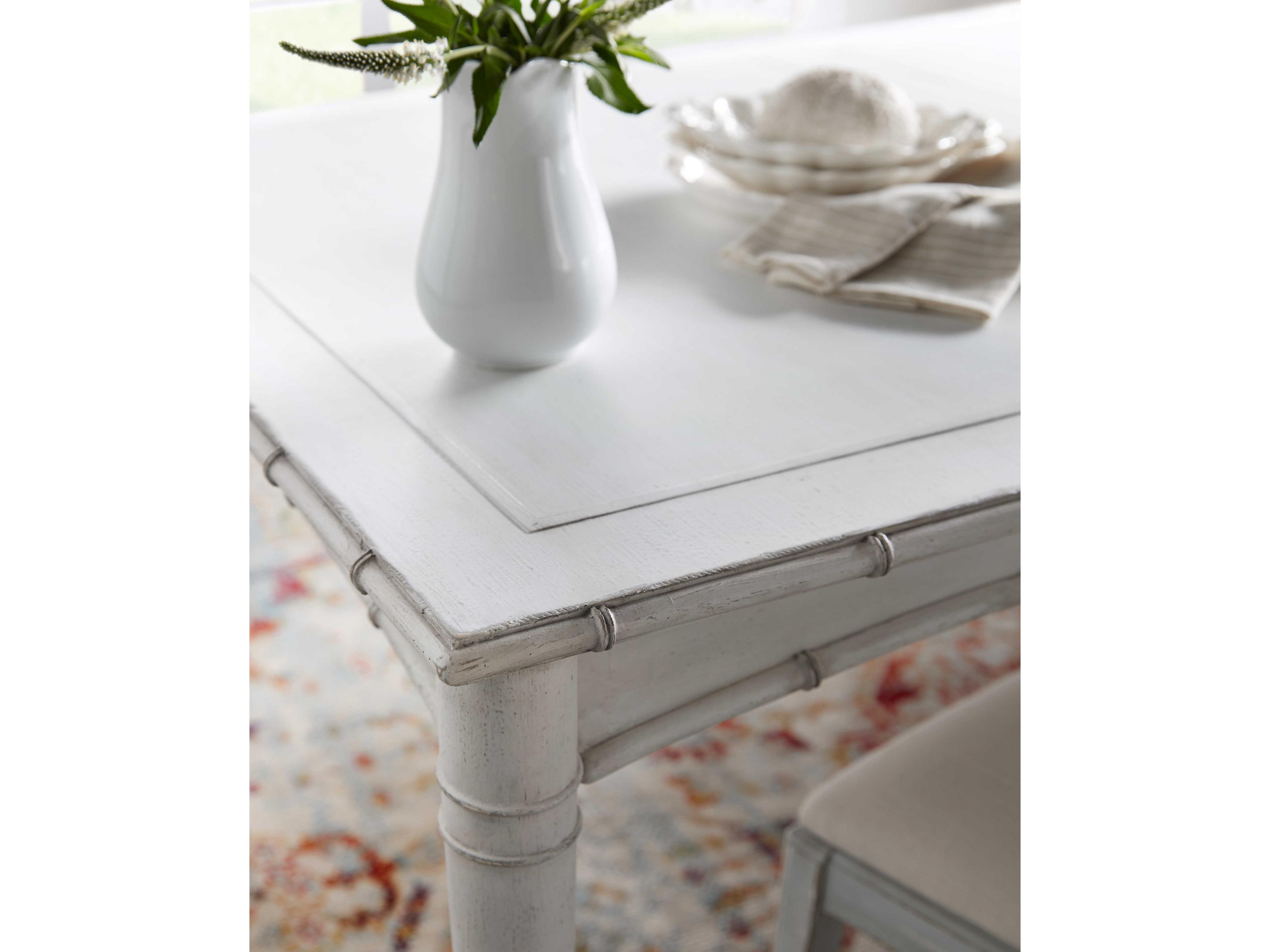 Hooker Furniture Charleston Extendable Rectangular Wood White Heron Dining Table