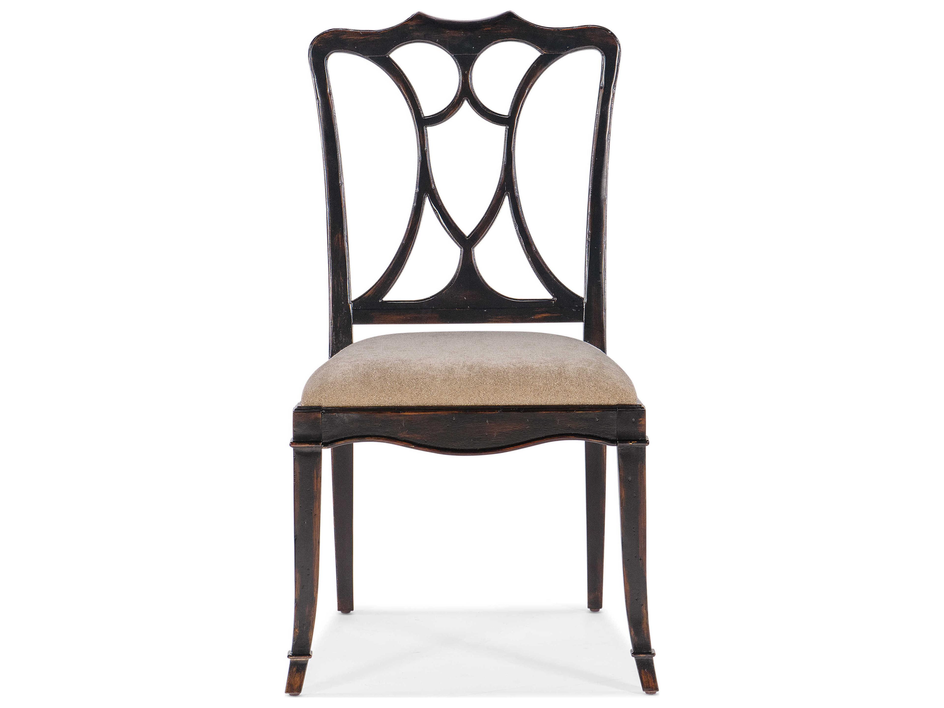 Hooker Furniture Charleston Cherry Wood Black Upholstered Side Dining Chair