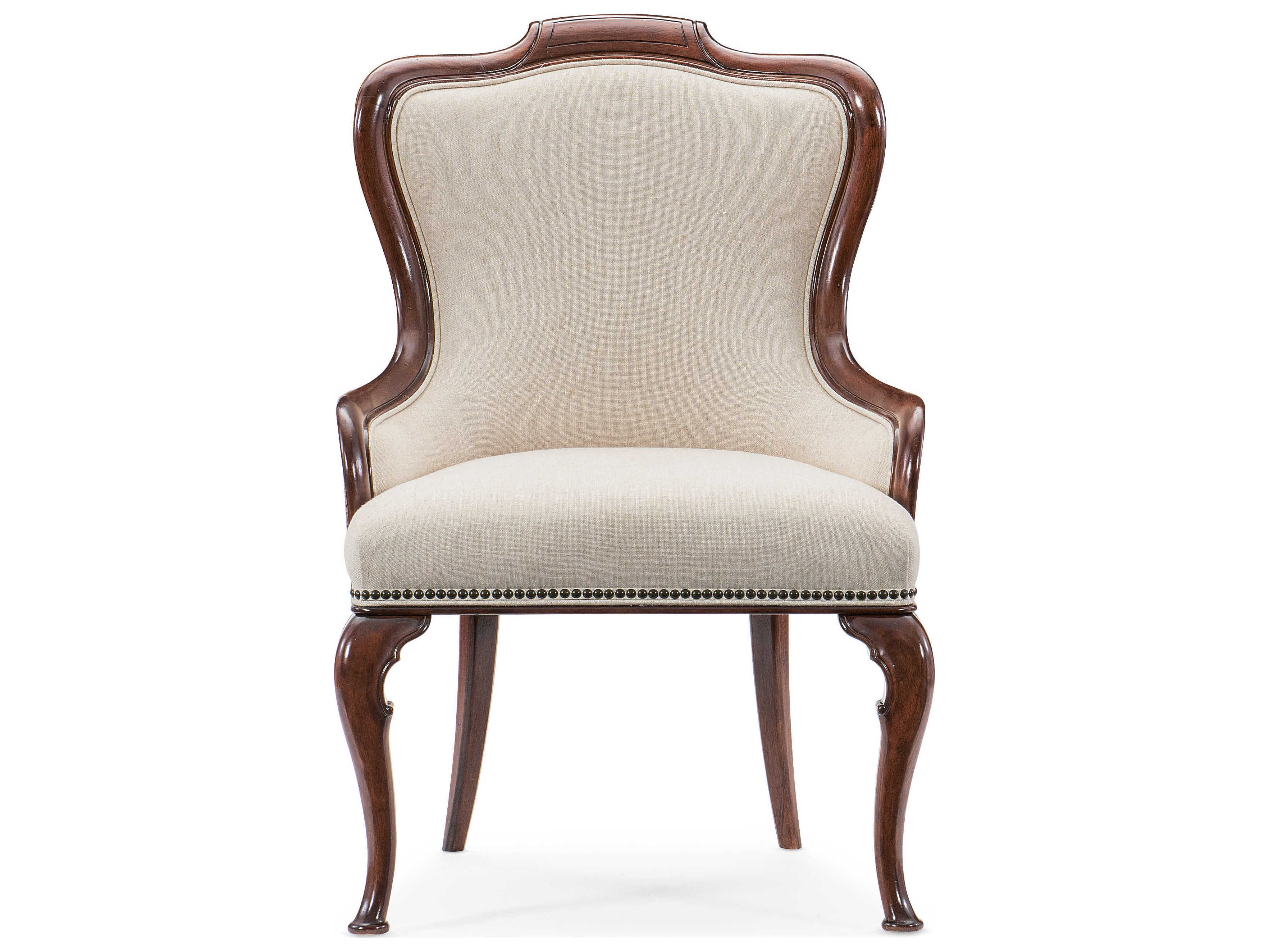 Hooker Furniture Charleston Cherry Wood Beige Upholstered Arm Dining Chair